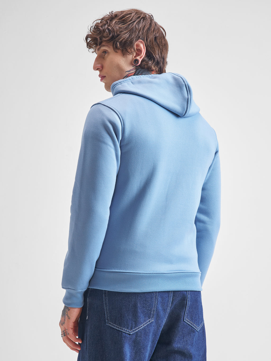 Highlander Men Blue Hooded Front-Open Sweatshirt - Blue - Image 3