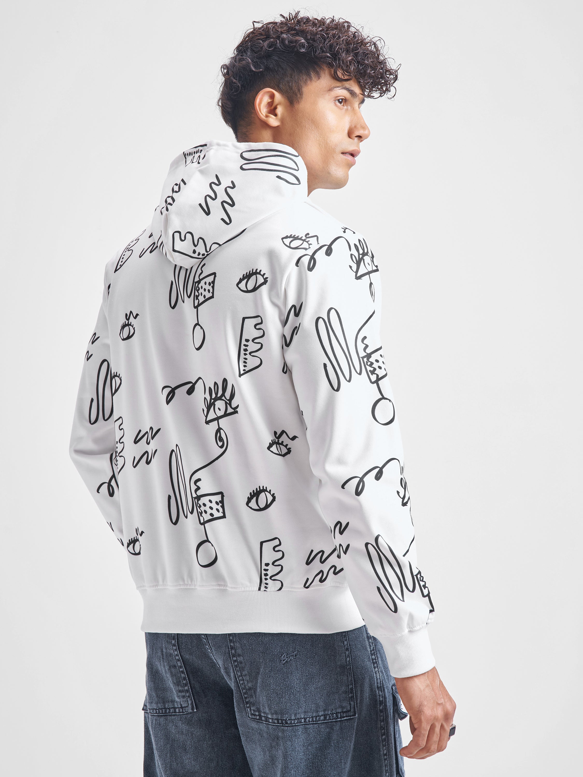 Highlander Men White Hooded Pullover Sweatshirt - White - Image 3