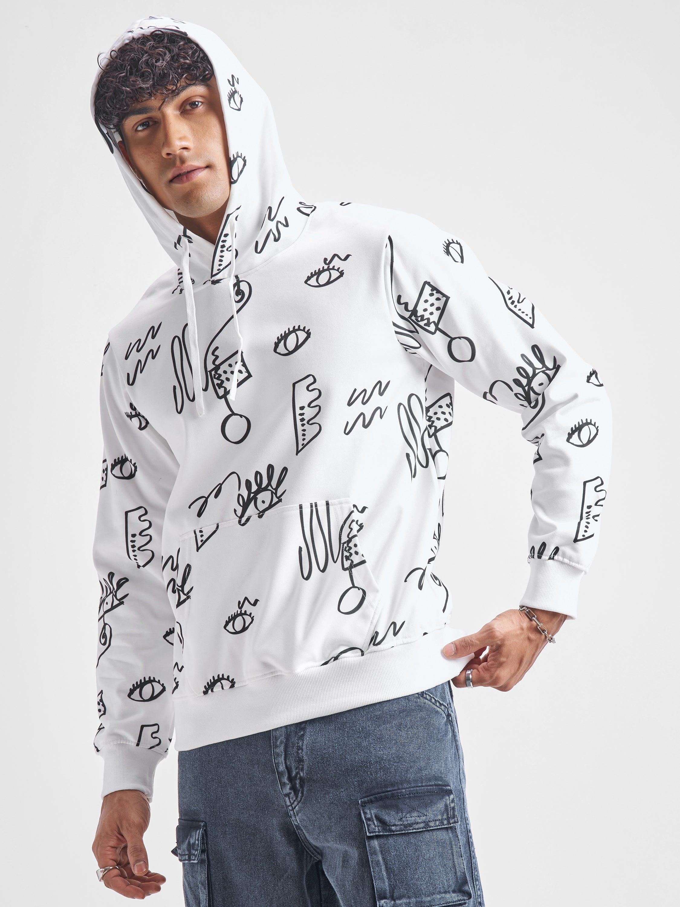 Highlander Men White Hooded Pullover Sweatshirt - White - Image 4