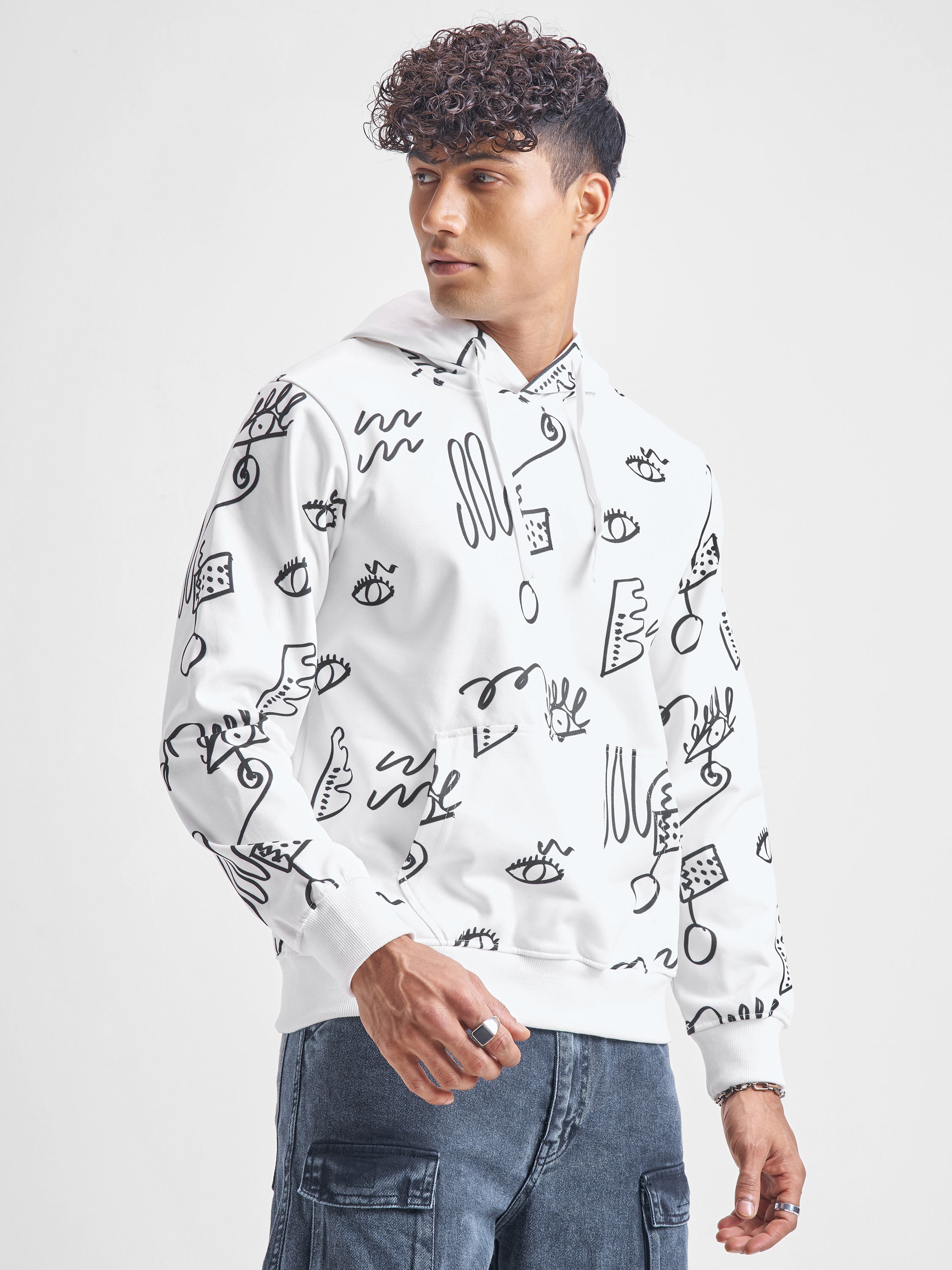 Highlander Men White Hooded Pullover Sweatshirt - White - Image 6