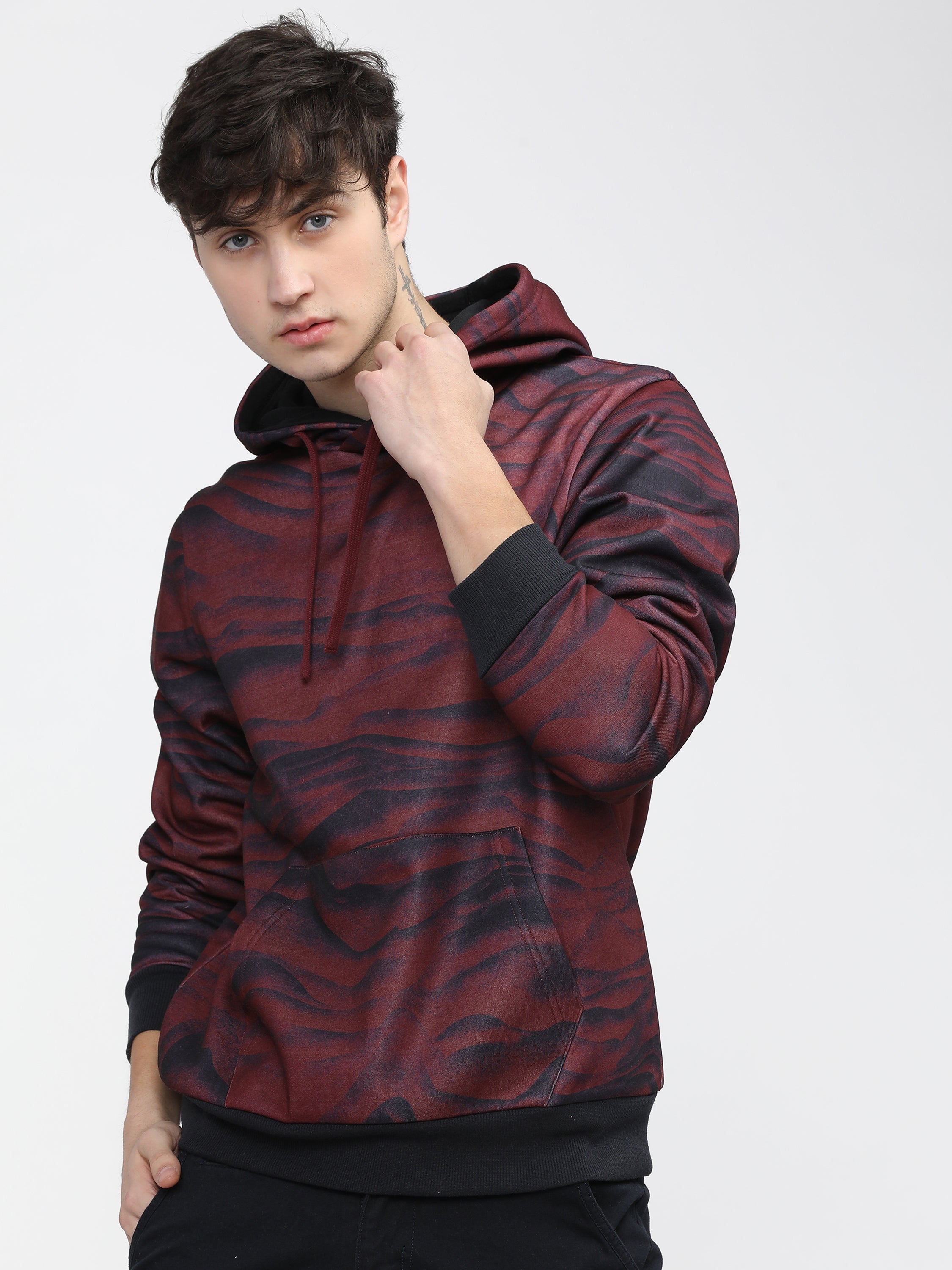 Highlander Men Red Hooded Pullover Sweatshirt - Red - Image 1