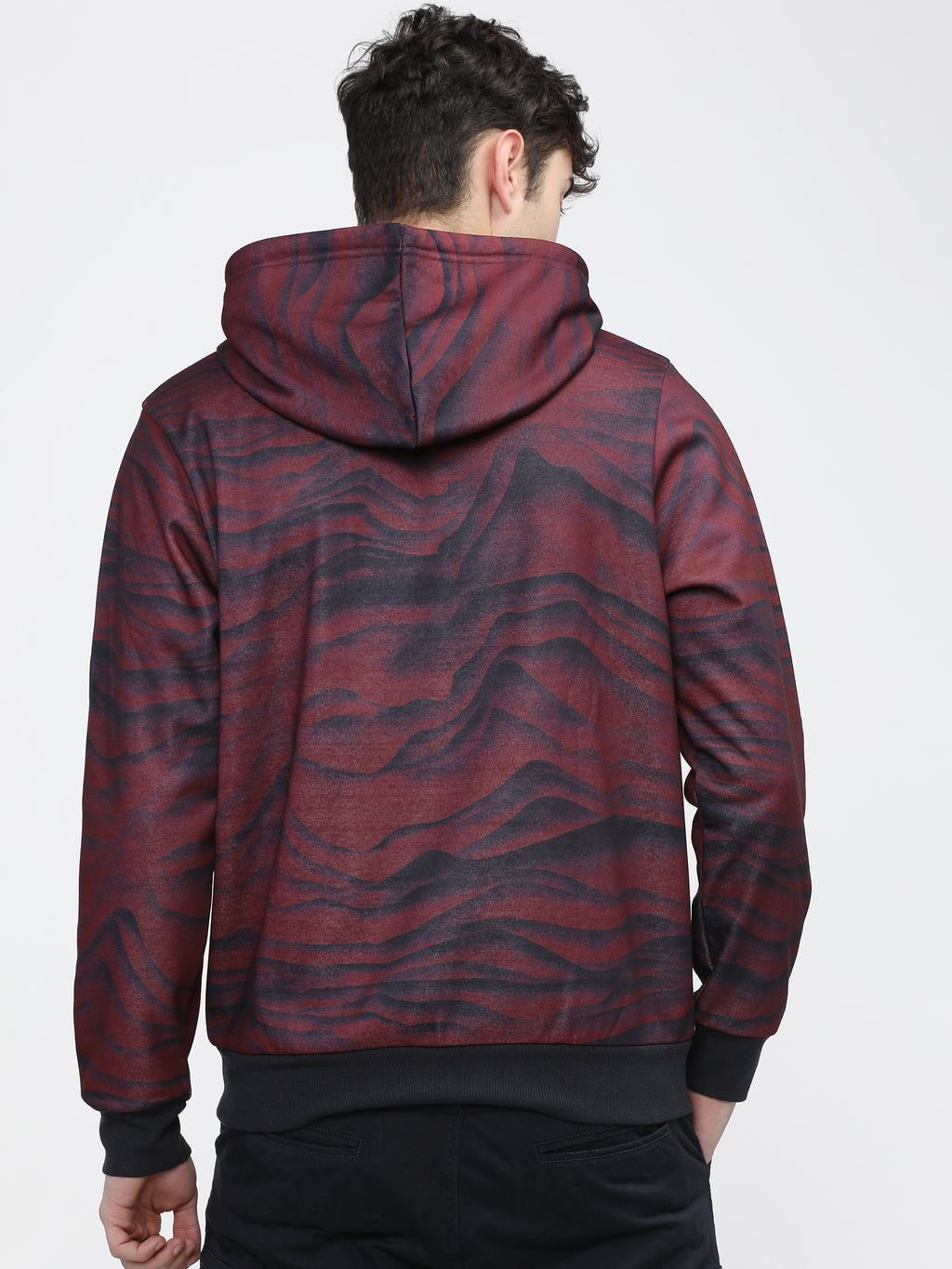Highlander Men Red Hooded Pullover Sweatshirt - Red - Image 3