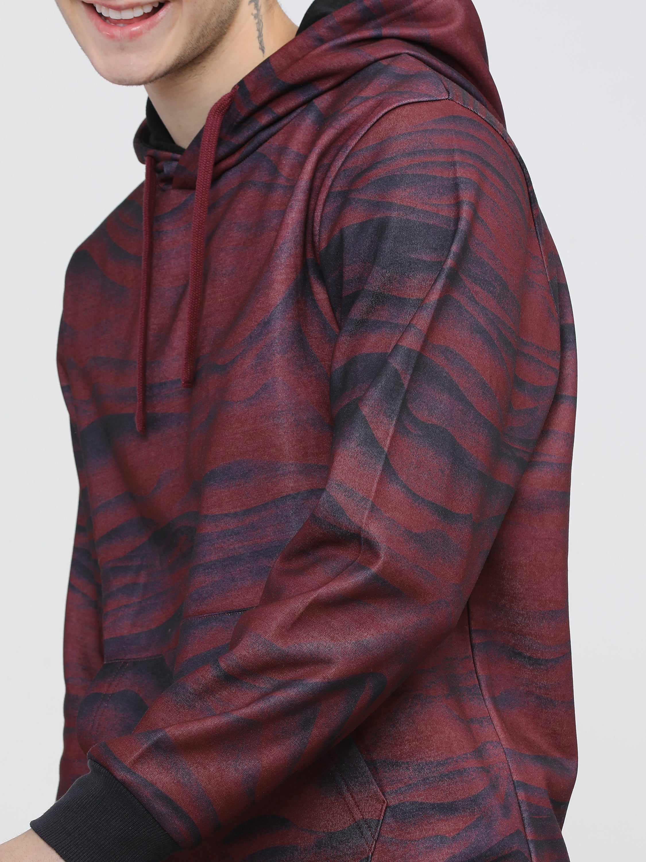 Highlander Men Red Hooded Pullover Sweatshirt - Red - Image 4