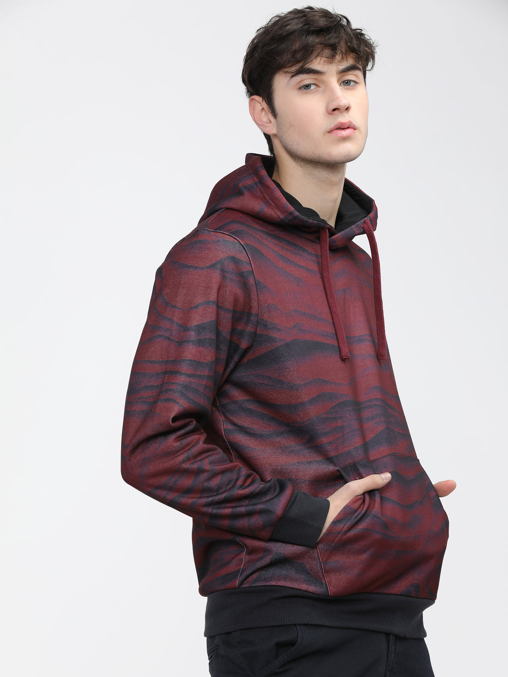 Highlander Men Red Hooded Pullover Sweatshirt - Red - Image 6