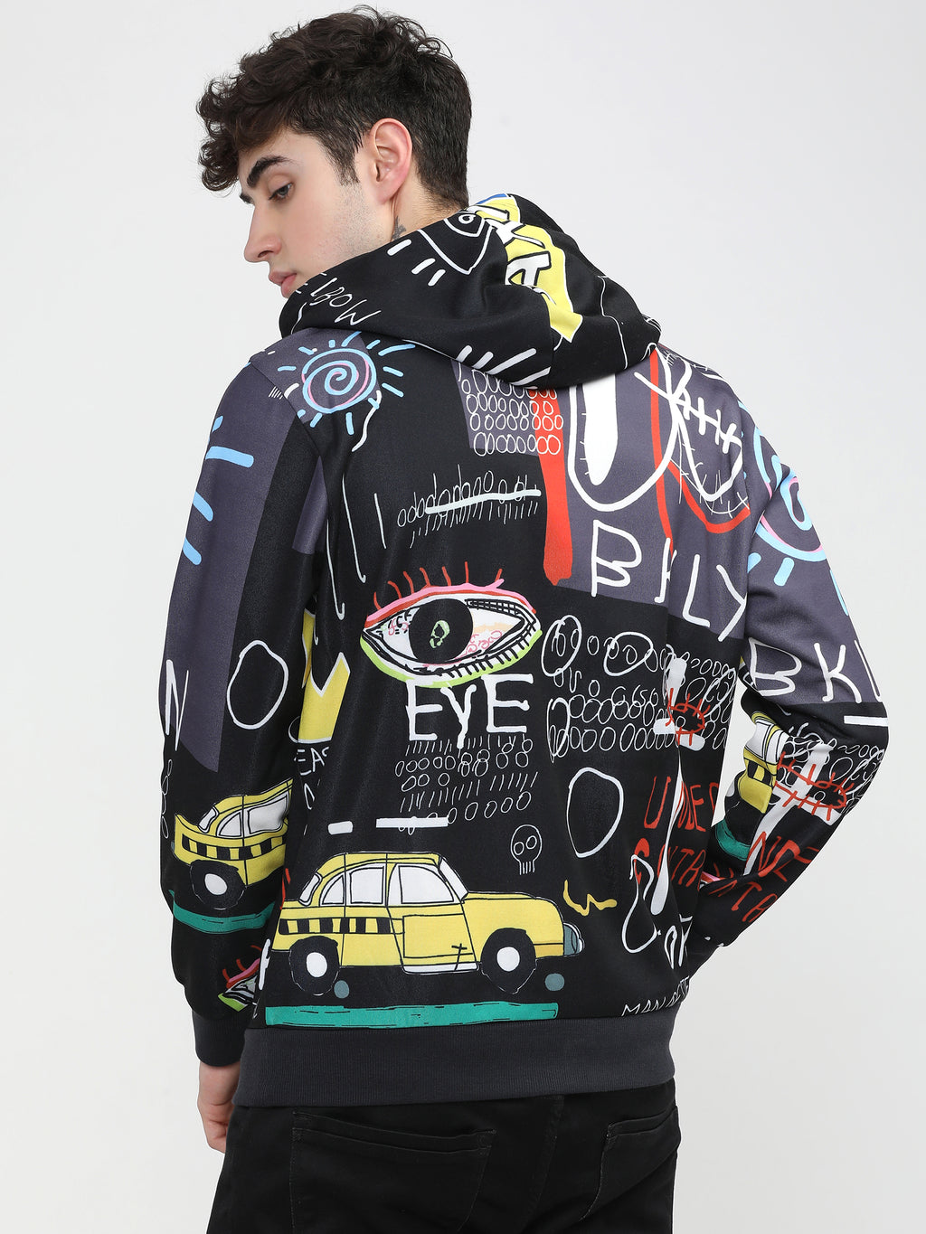 Highlander Men Black Hooded Pullover Sweatshirt - Black - Image 4
