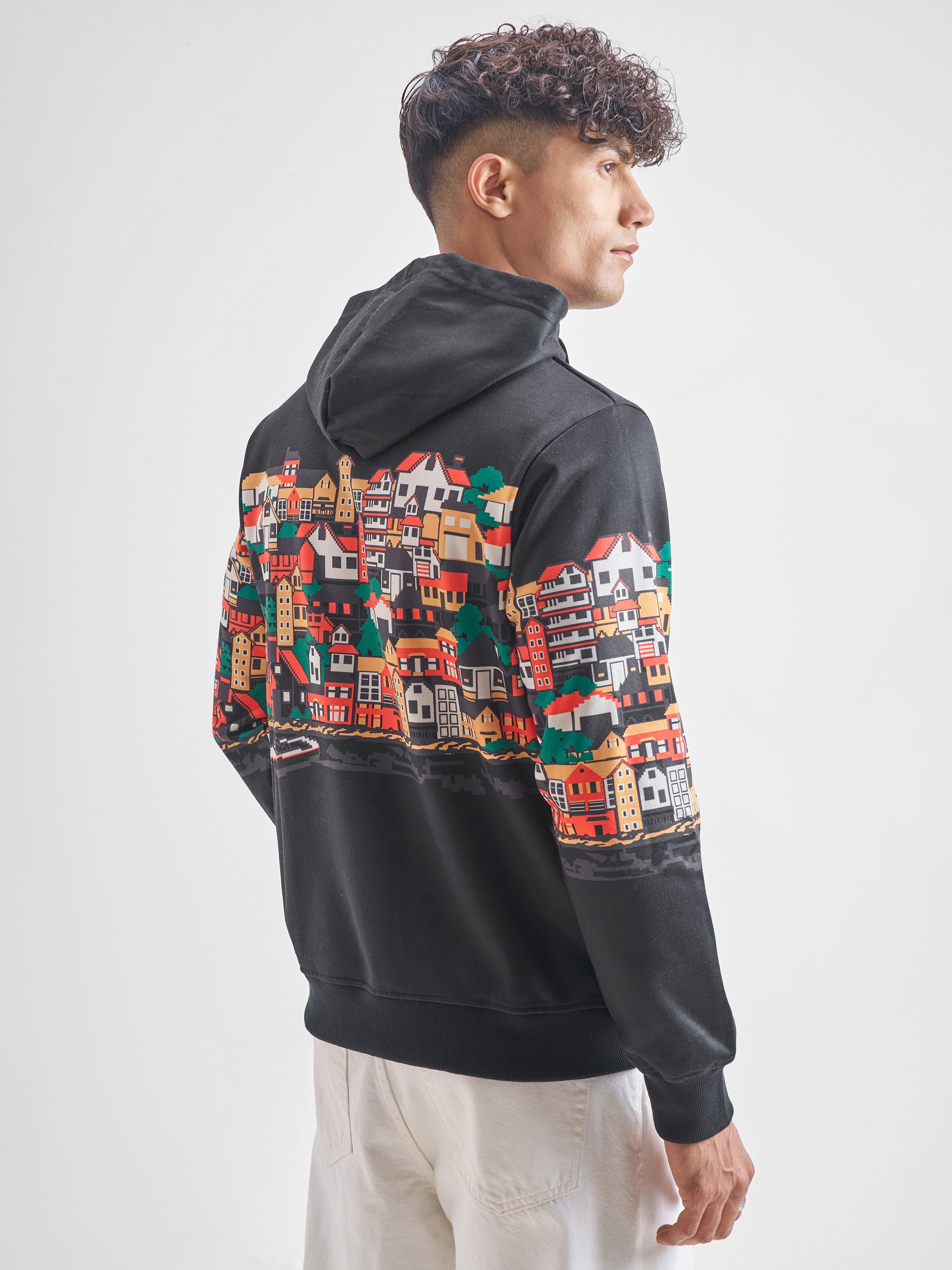 Highlander Men Black Hooded Pullover Sweatshirt - Black - Image 3