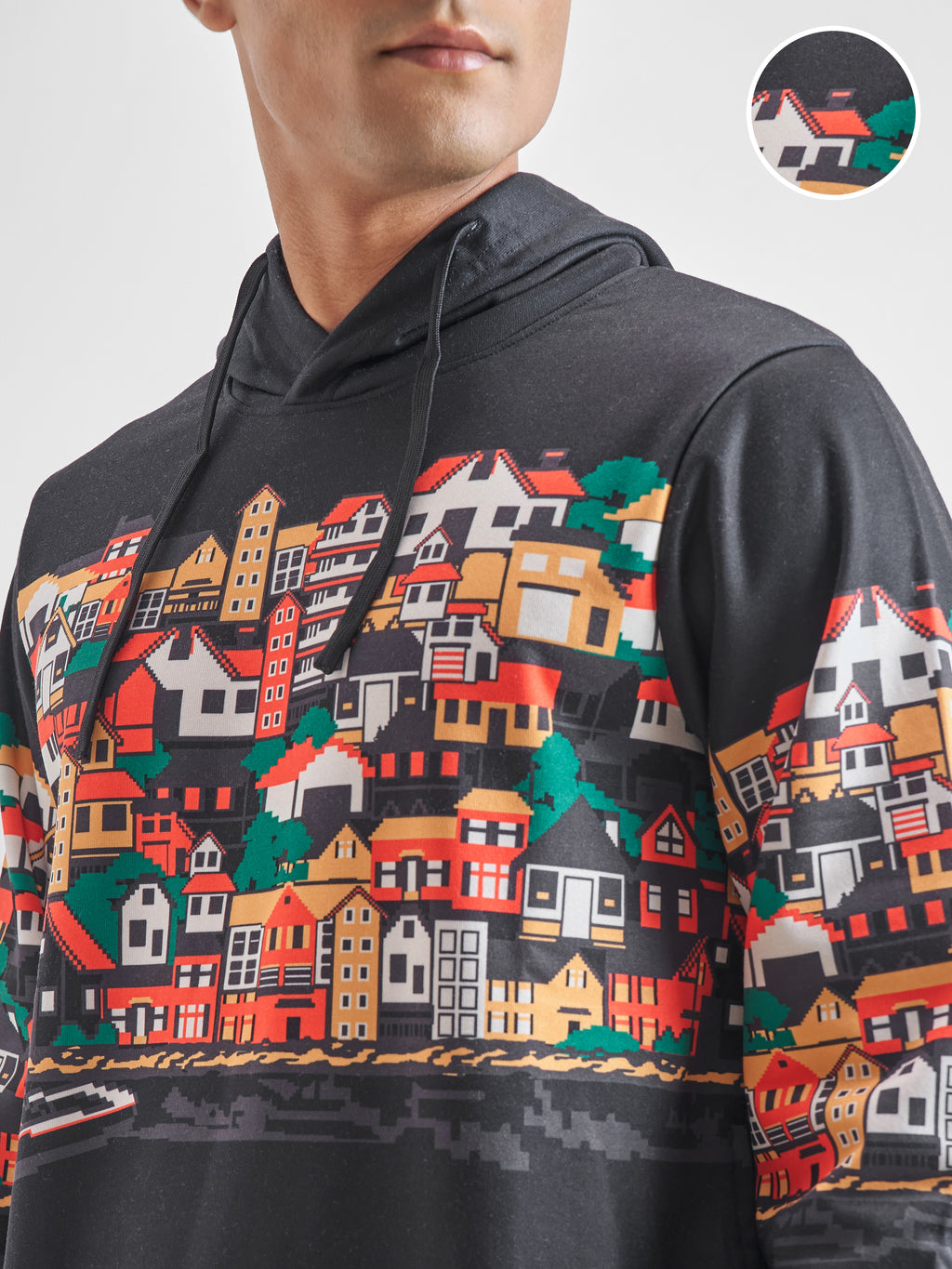 Highlander Men Black Hooded Pullover Sweatshirt - Black - Image 5