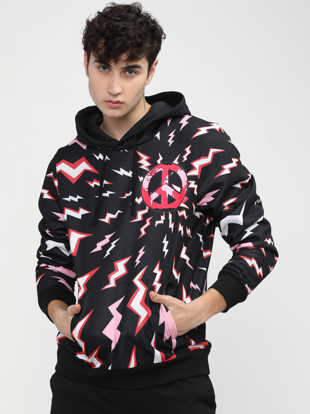 Highlander Men Black Hooded Pullover Sweatshirt - Black - Image 3