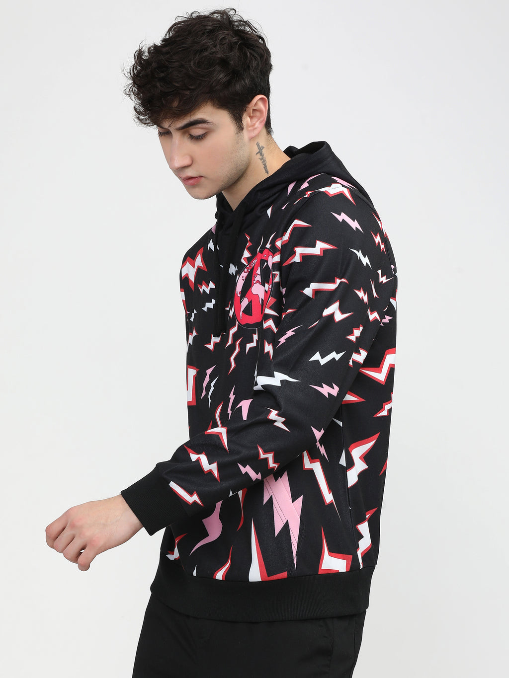 Highlander Men Black Hooded Pullover Sweatshirt - Black - Image 4