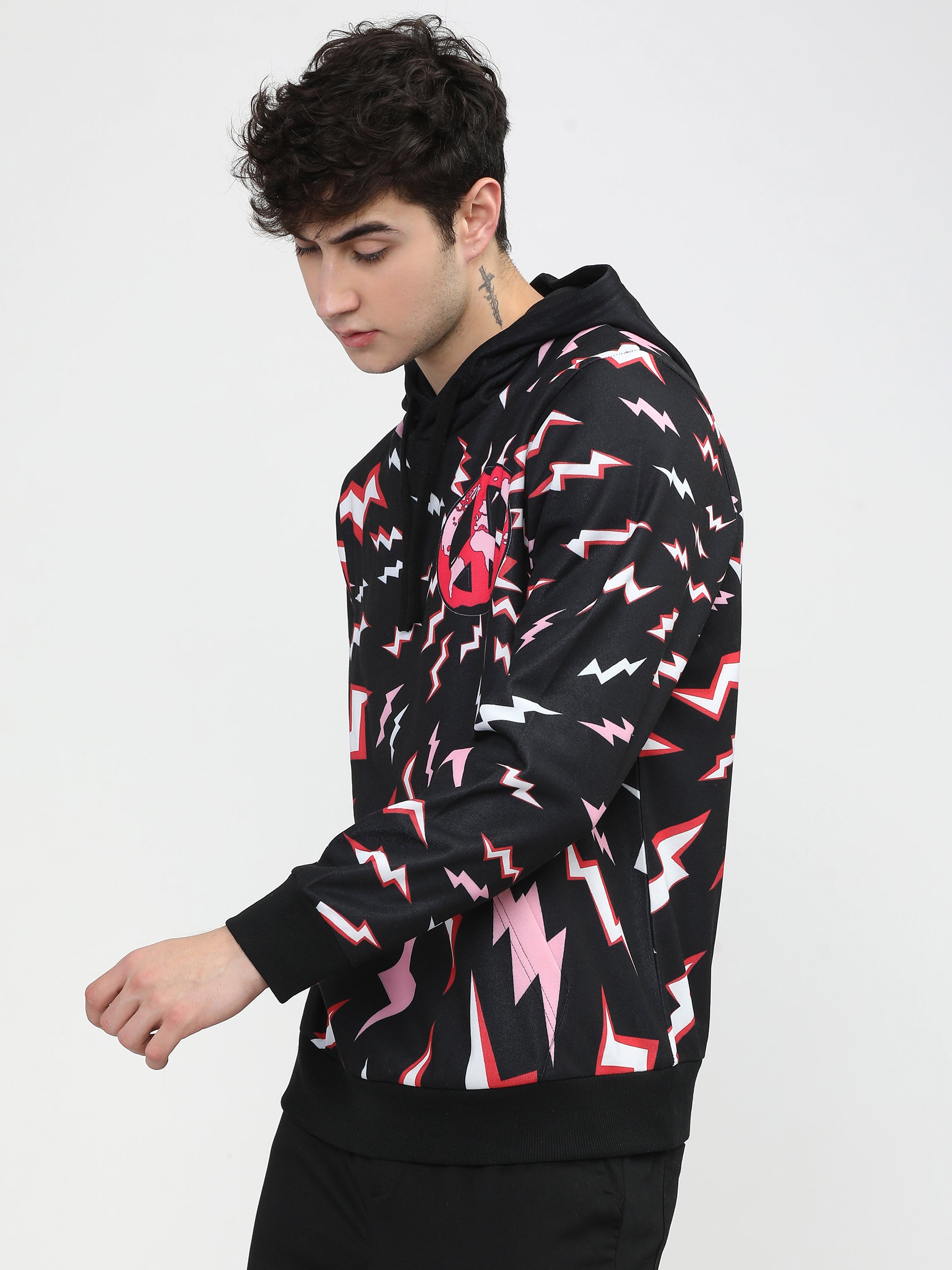 Highlander Men Black Hooded Pullover Sweatshirt - Black - Image 4