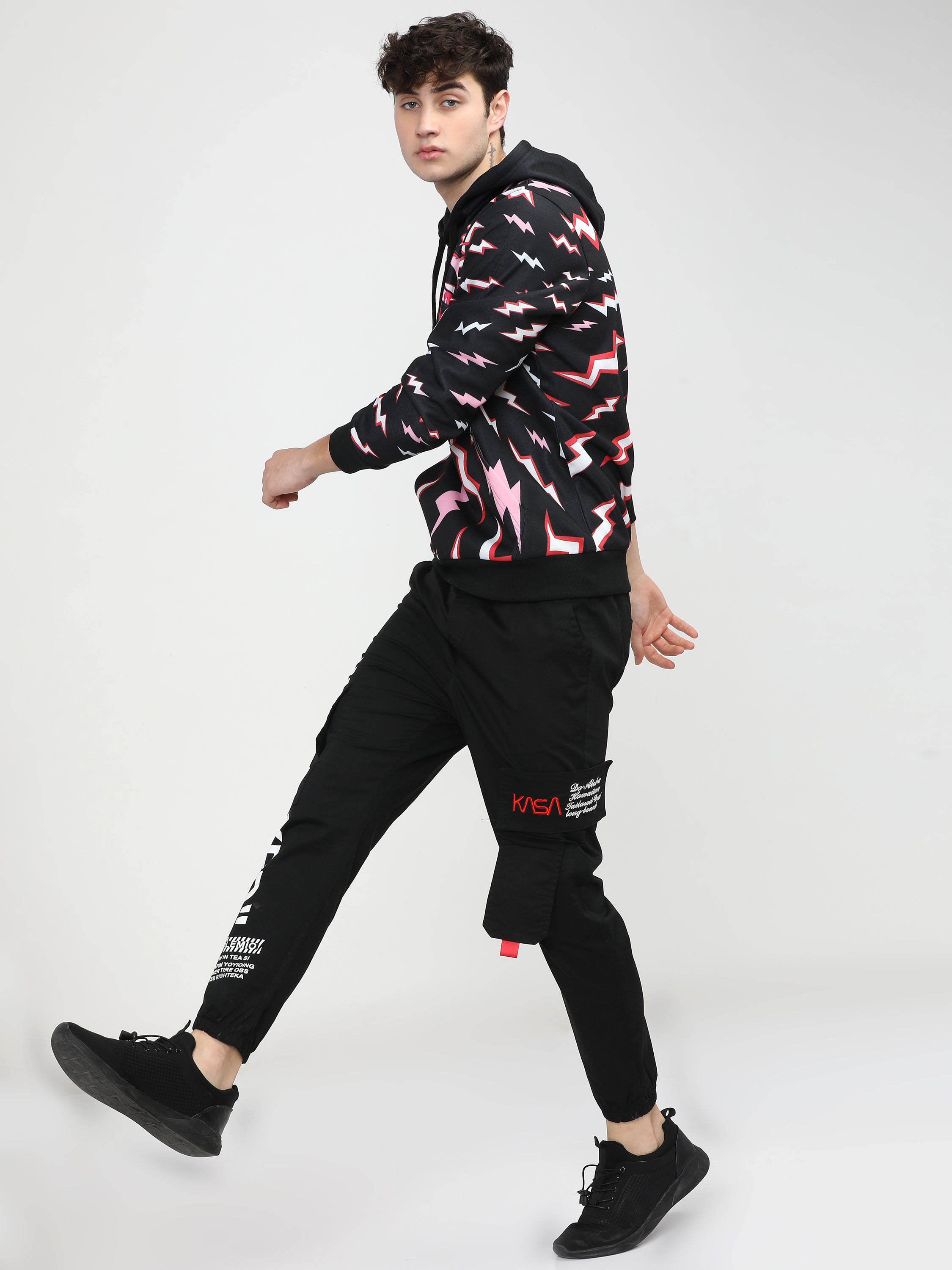 Highlander Men Black Hooded Pullover Sweatshirt - Black - Image 7