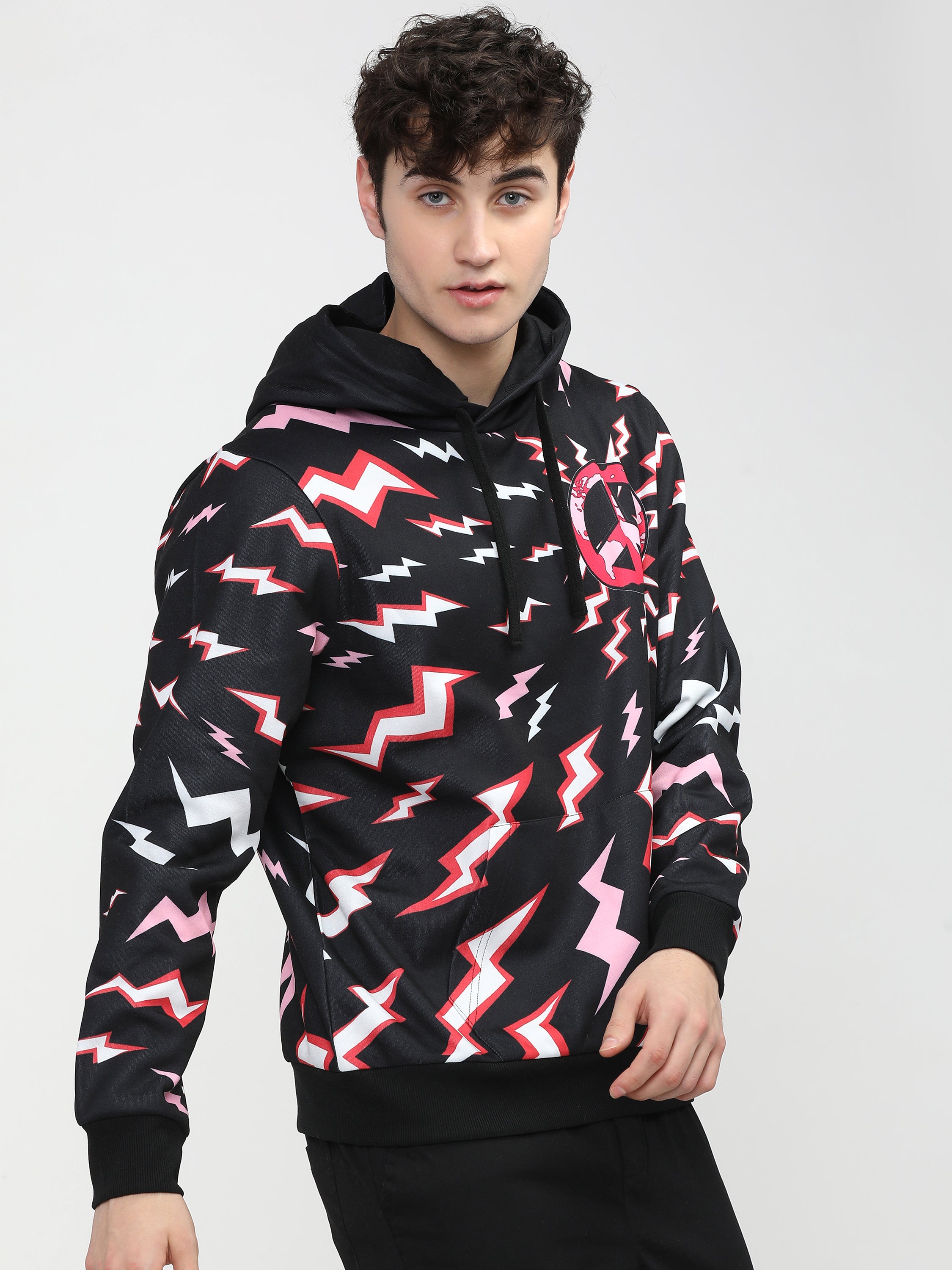 Highlander Men Black Hooded Pullover Sweatshirt - Black - Image 8