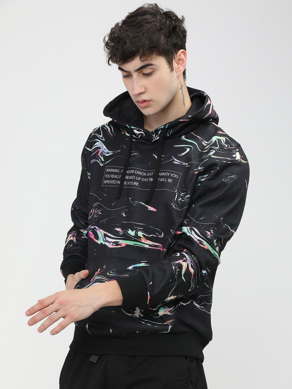 Highlander Men Black Hooded Pullover Sweatshirt - Black - Image 1