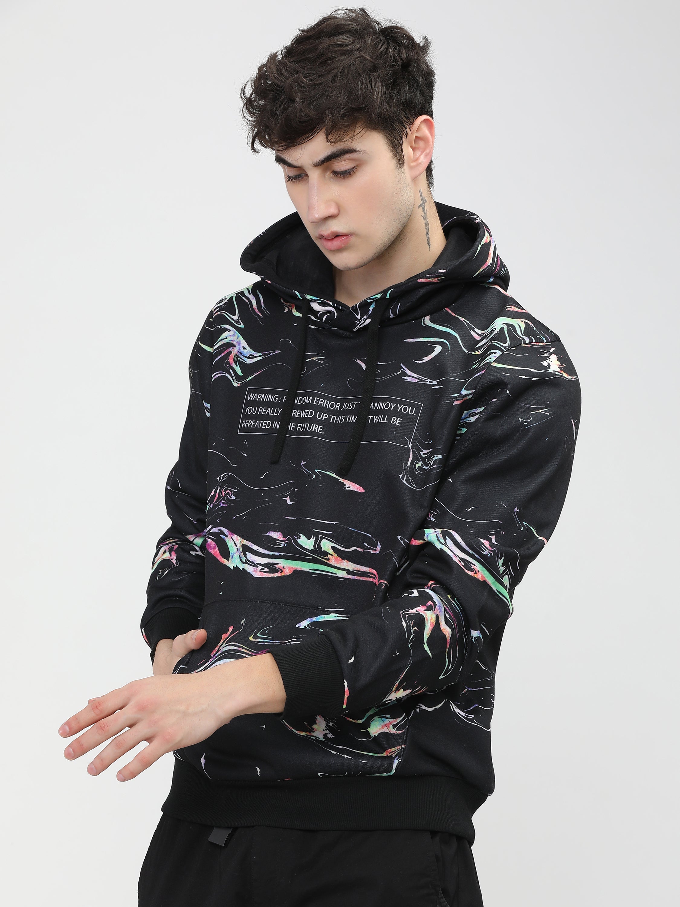 Highlander Men Black Hooded Pullover Sweatshirt - Black - Image 1