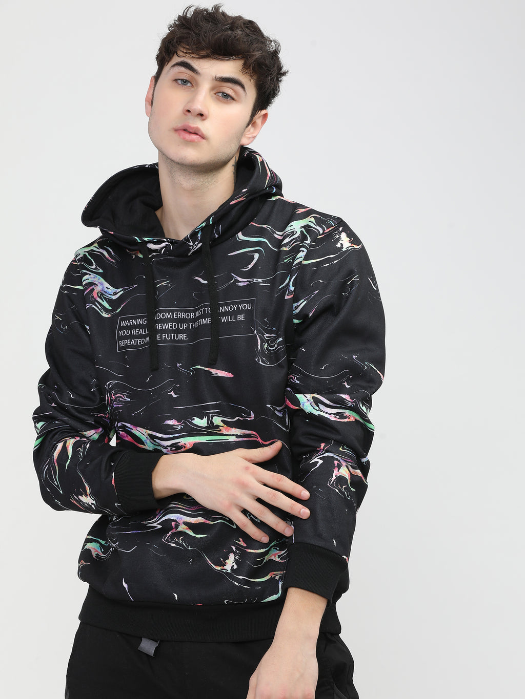 Highlander Men Black Hooded Pullover Sweatshirt - Black - Image 2
