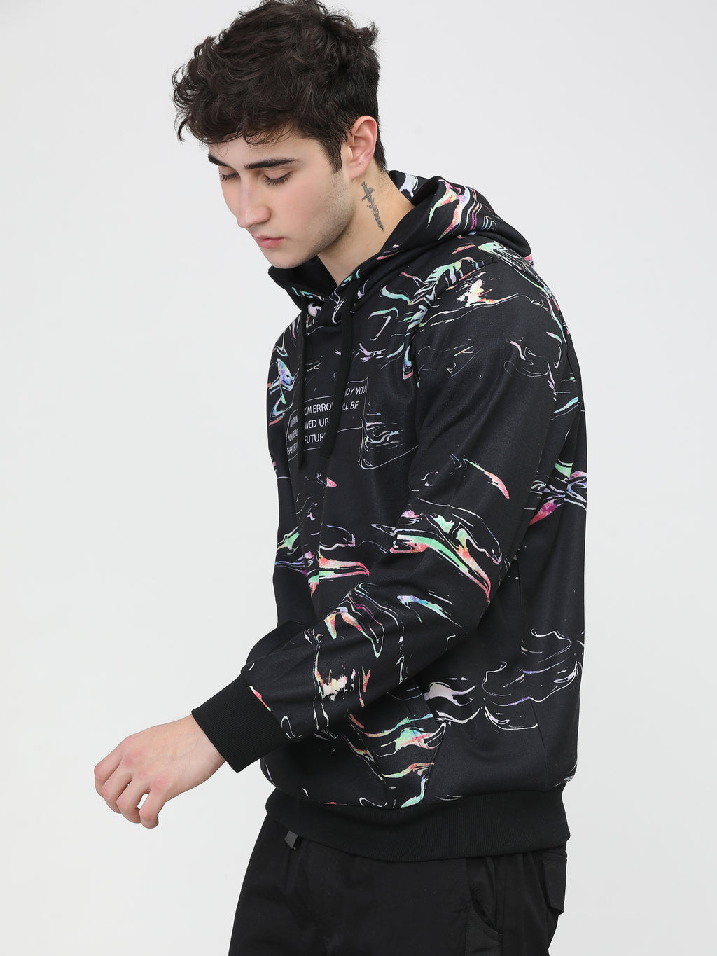 Highlander Men Black Hooded Pullover Sweatshirt - Black - Image 3