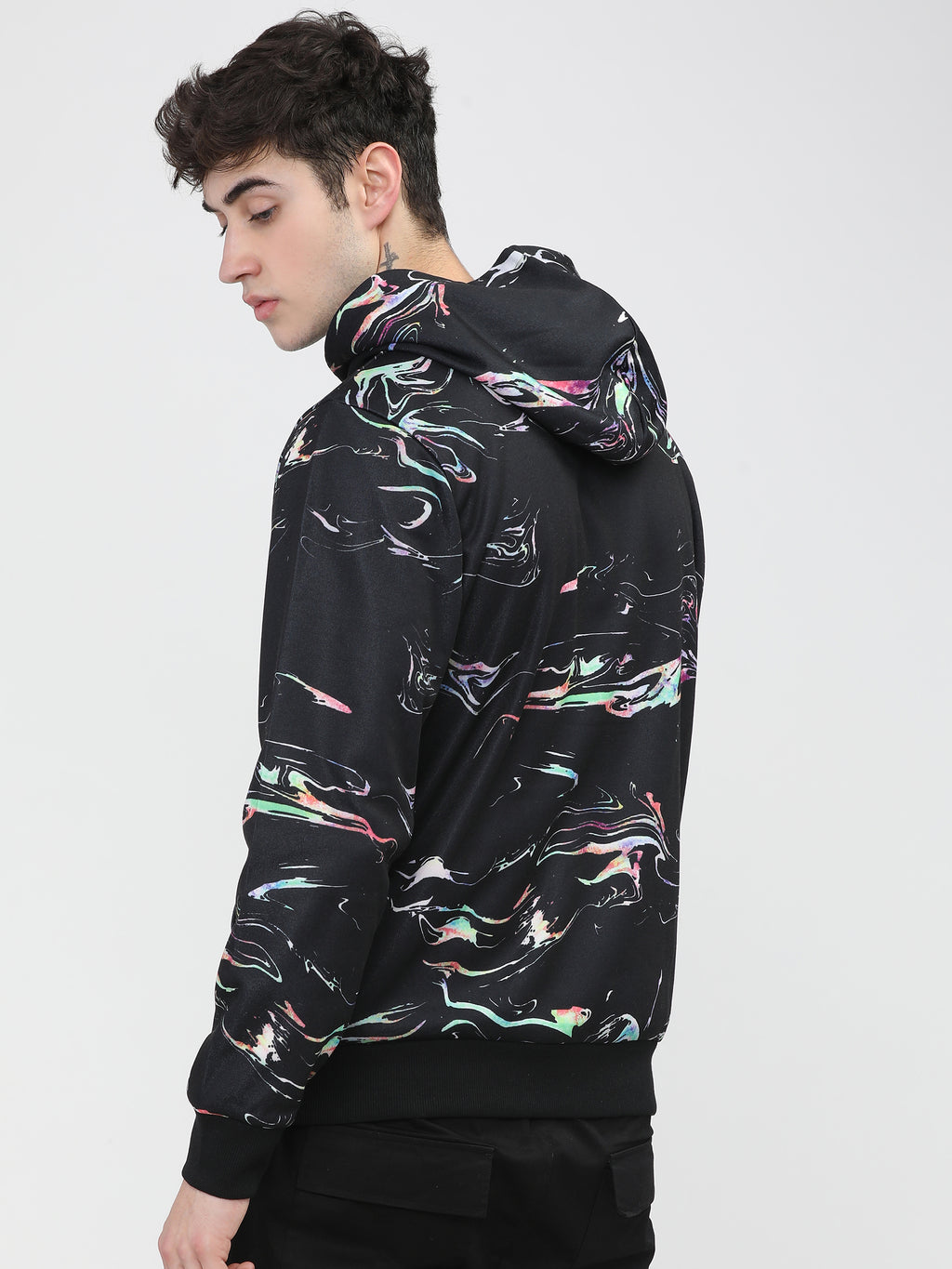Highlander Men Black Hooded Pullover Sweatshirt - Black - Image 4