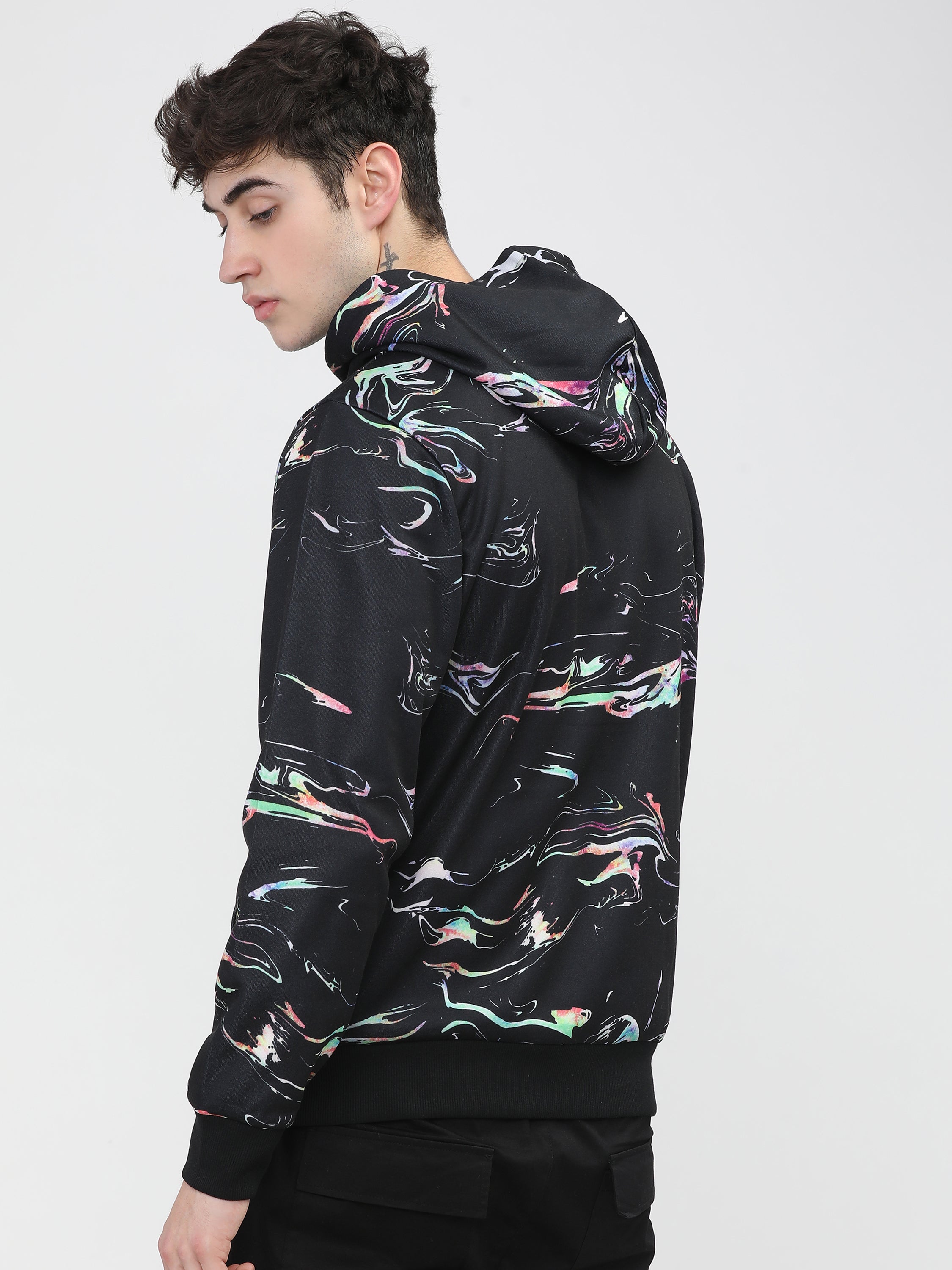 Highlander Men Black Hooded Pullover Sweatshirt - Black - Image 4