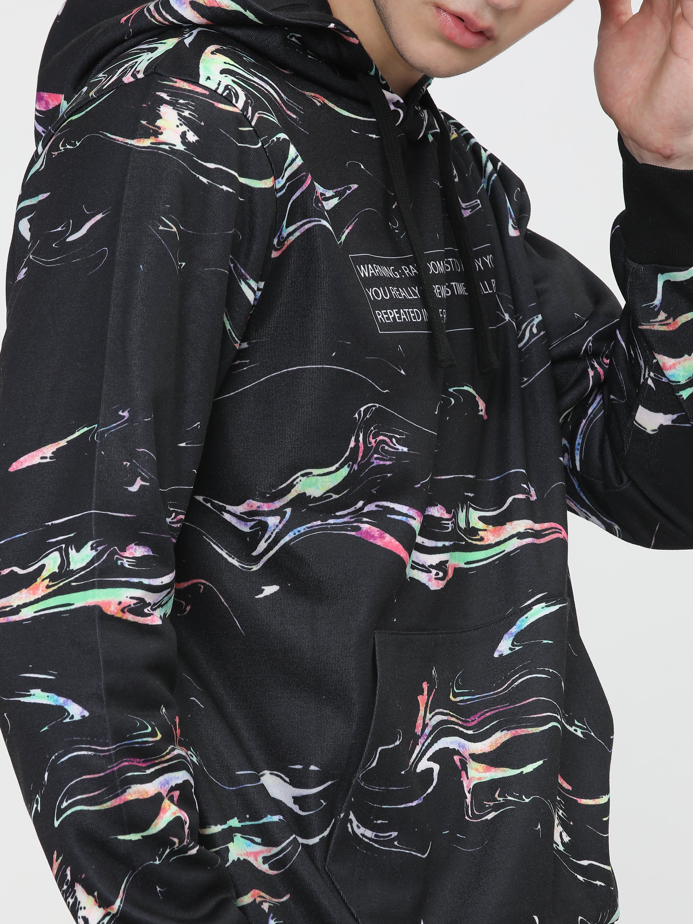 Highlander Men Black Hooded Pullover Sweatshirt - Black - Image 5