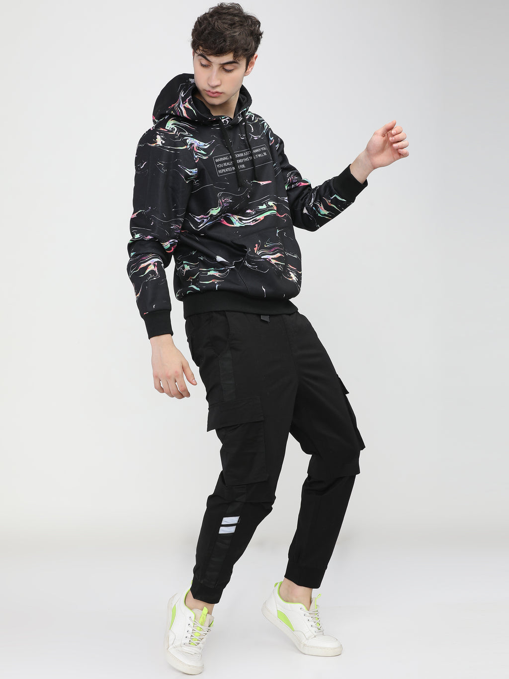 Highlander Men Black Hooded Pullover Sweatshirt - Black - Image 6