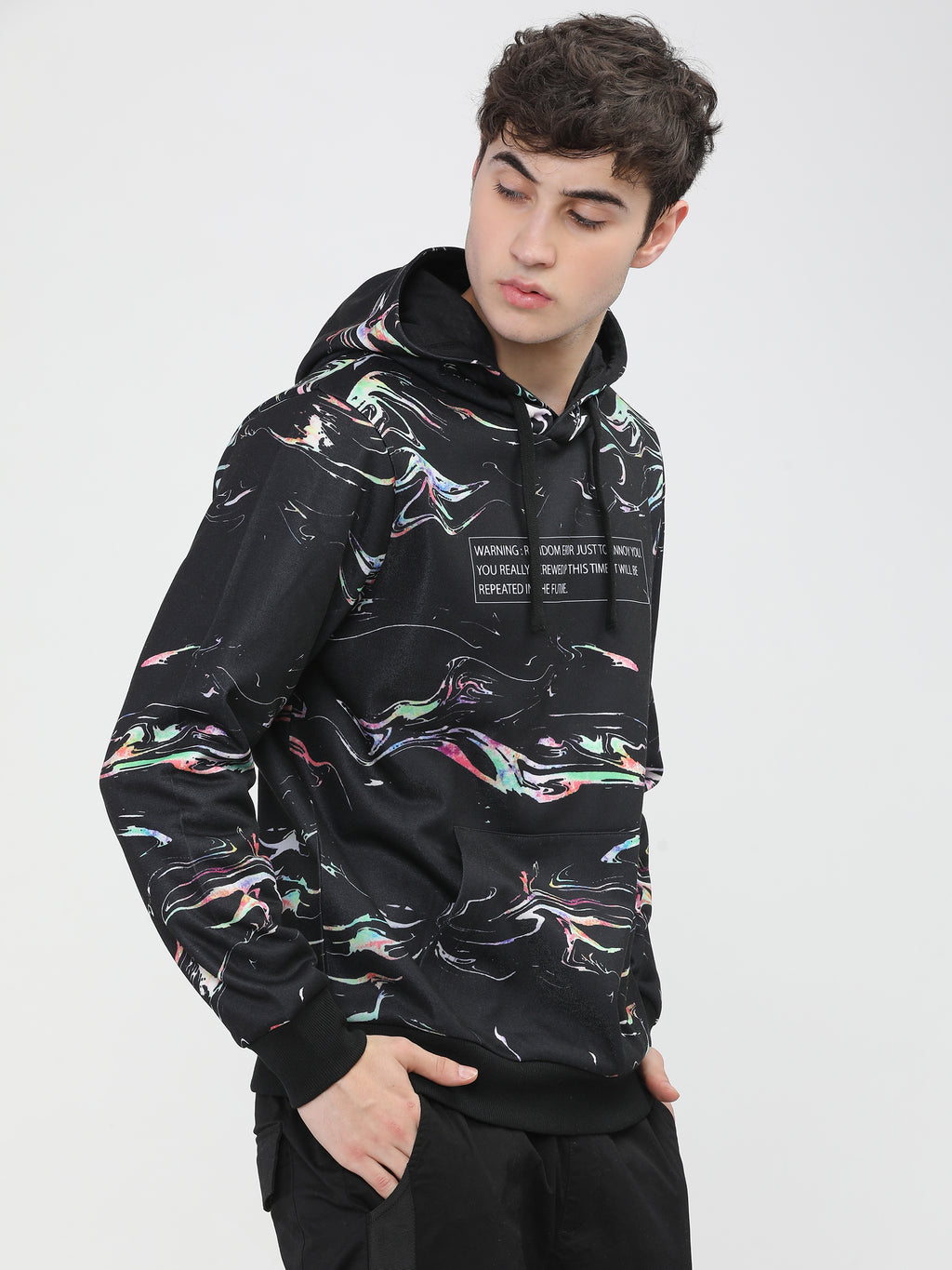Highlander Men Black Hooded Pullover Sweatshirt - Black - Image 7