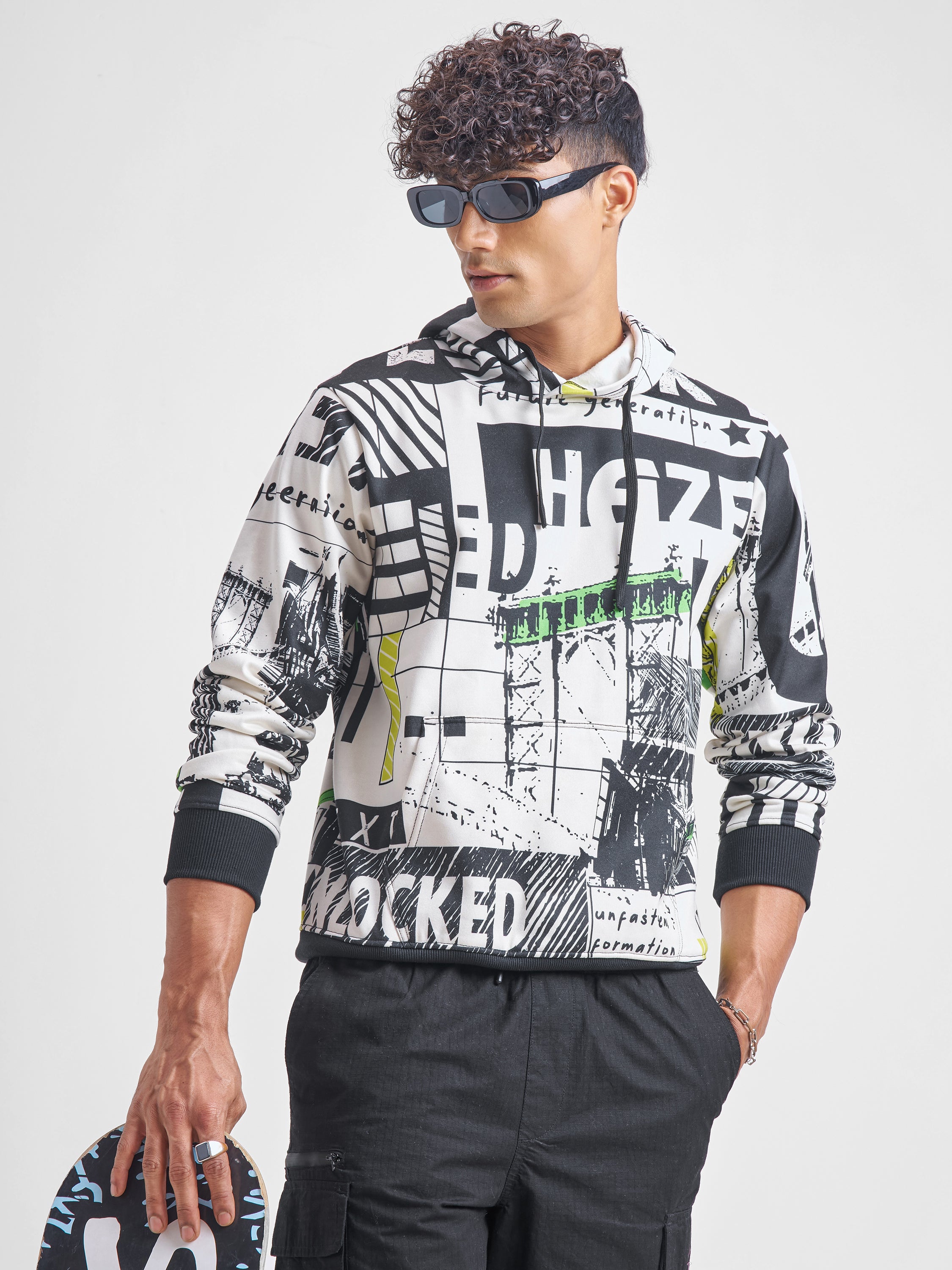 Highlander Men White Hooded Pullover Sweatshirt - White - Image 1