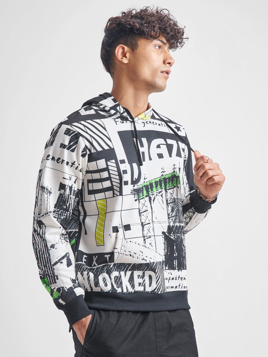 Highlander Men White Hooded Pullover Sweatshirt - White - Image 6
