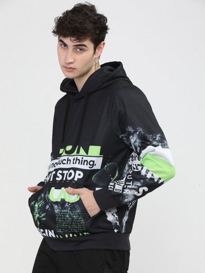 Highlander Men Black Hooded Pullover Sweatshirt - Black - Image 2