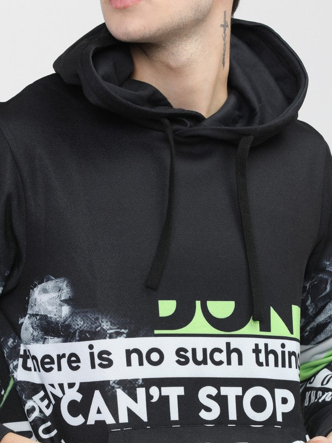 Highlander Men Black Hooded Pullover Sweatshirt - Black - Image 4