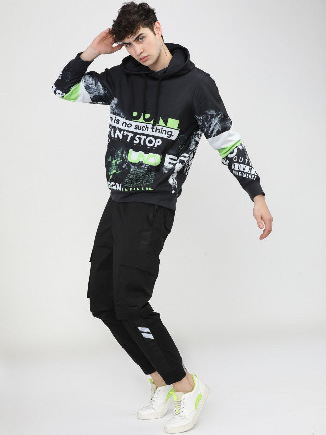 Highlander Men Black Hooded Pullover Sweatshirt - Black - Image 5