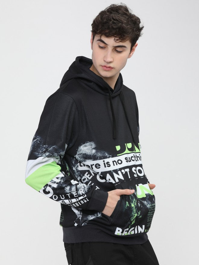 Highlander Men Black Hooded Pullover Sweatshirt - Black - Image 6