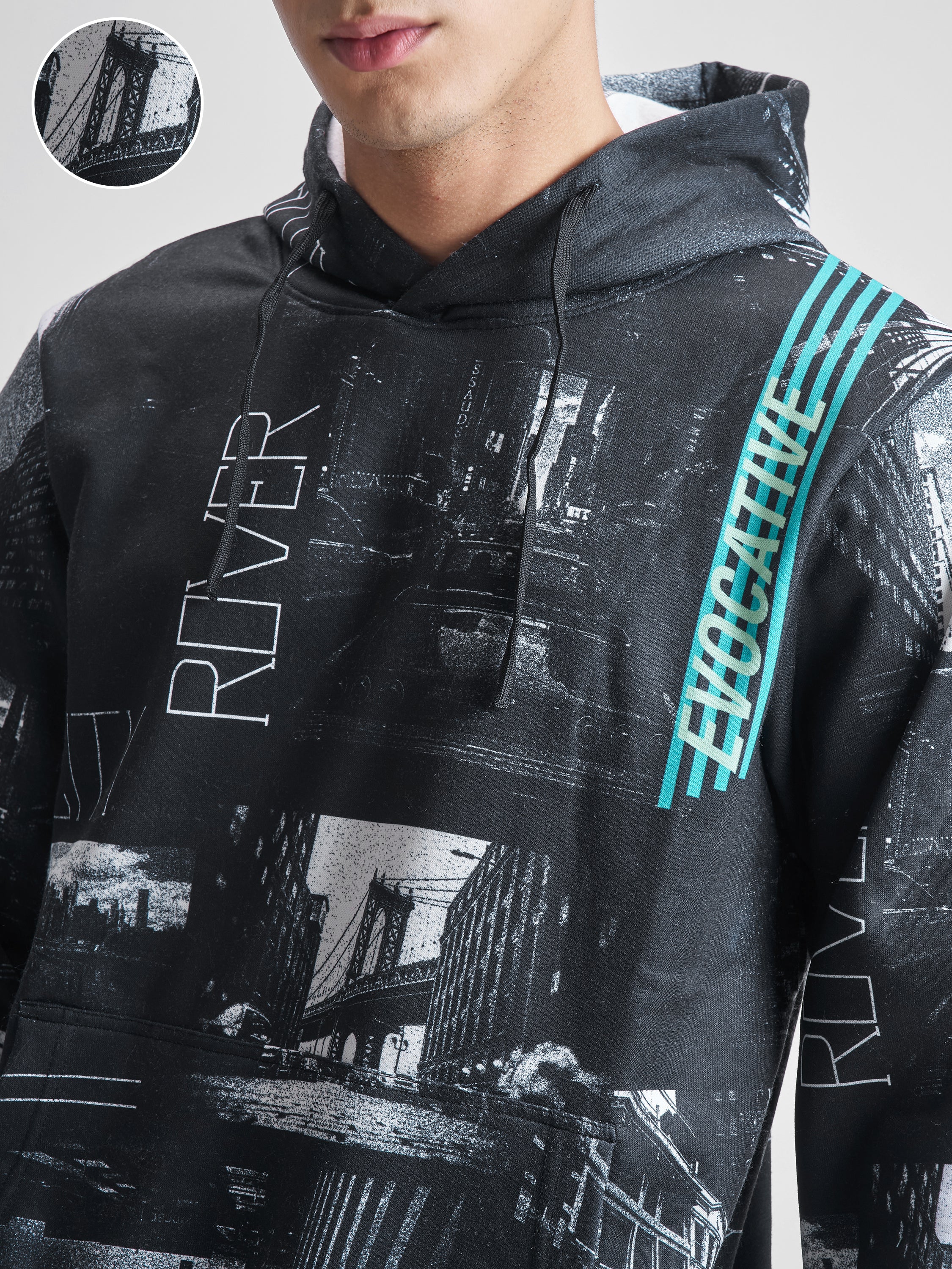 Highlander Men Black Hooded Pullover Sweatshirt - Black - Image 5