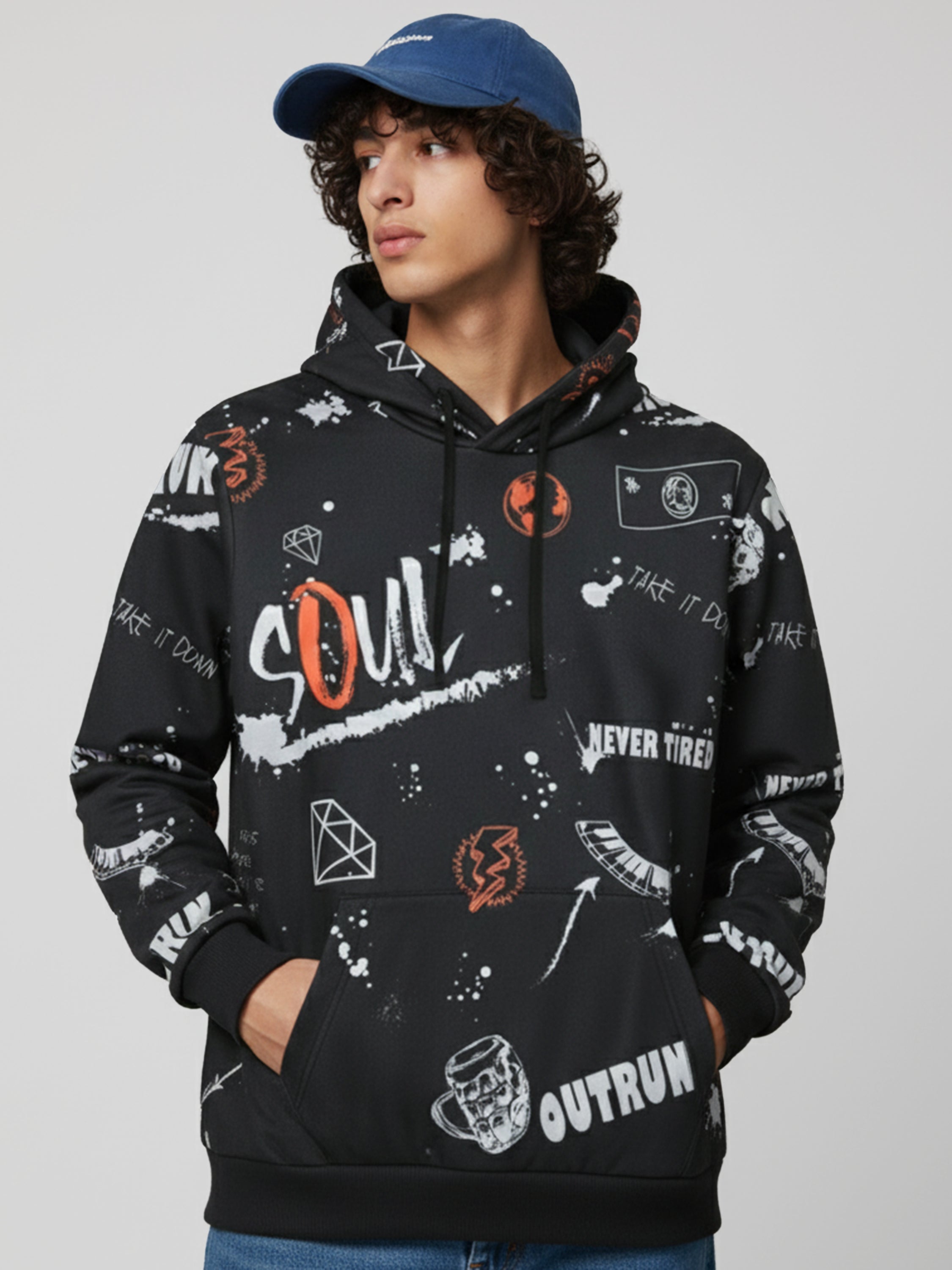 Highlander Men Black Hooded Pullover Sweatshirt - Black - Image 1