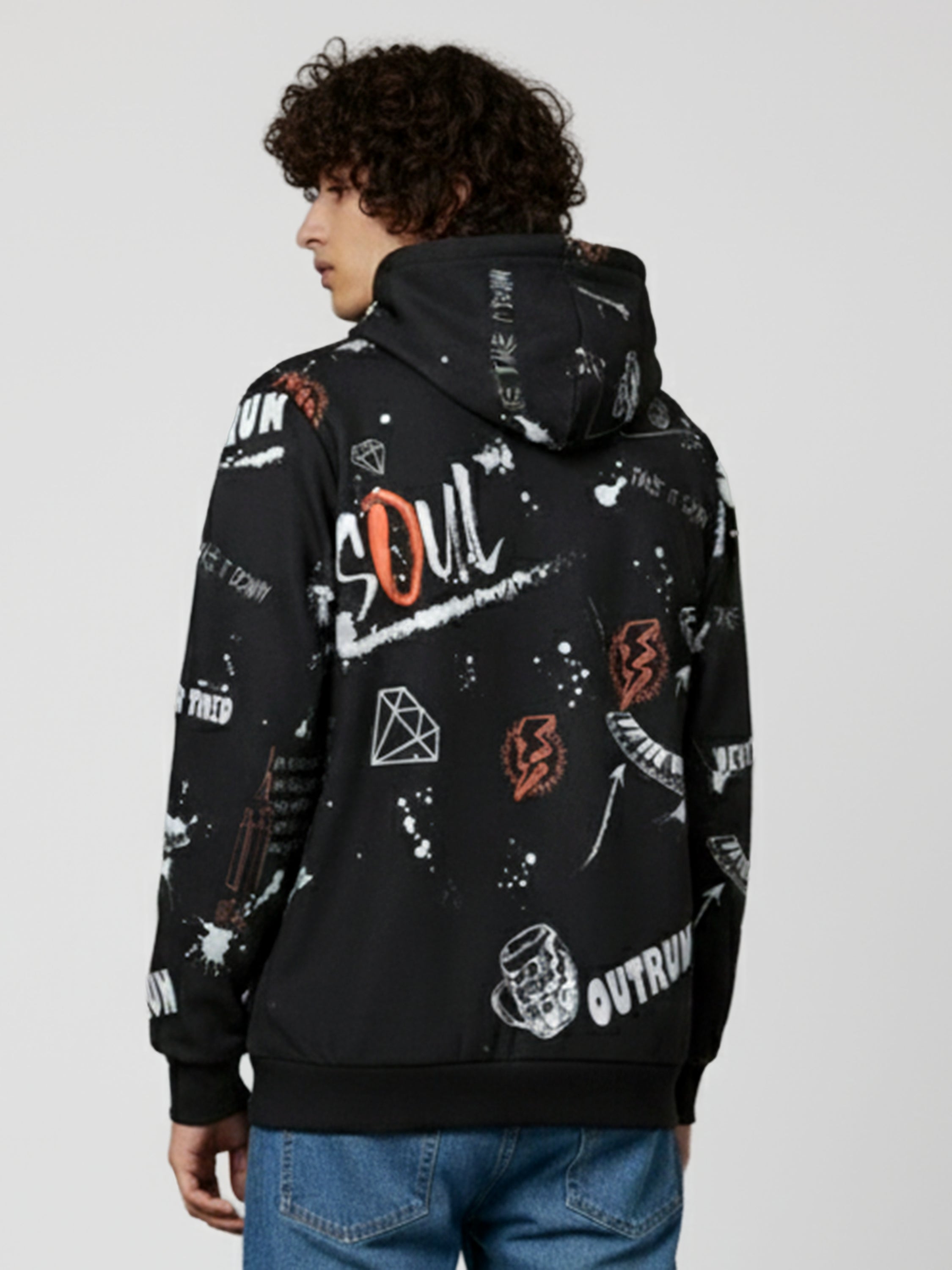Highlander Men Black Hooded Pullover Sweatshirt - Black - Image 3