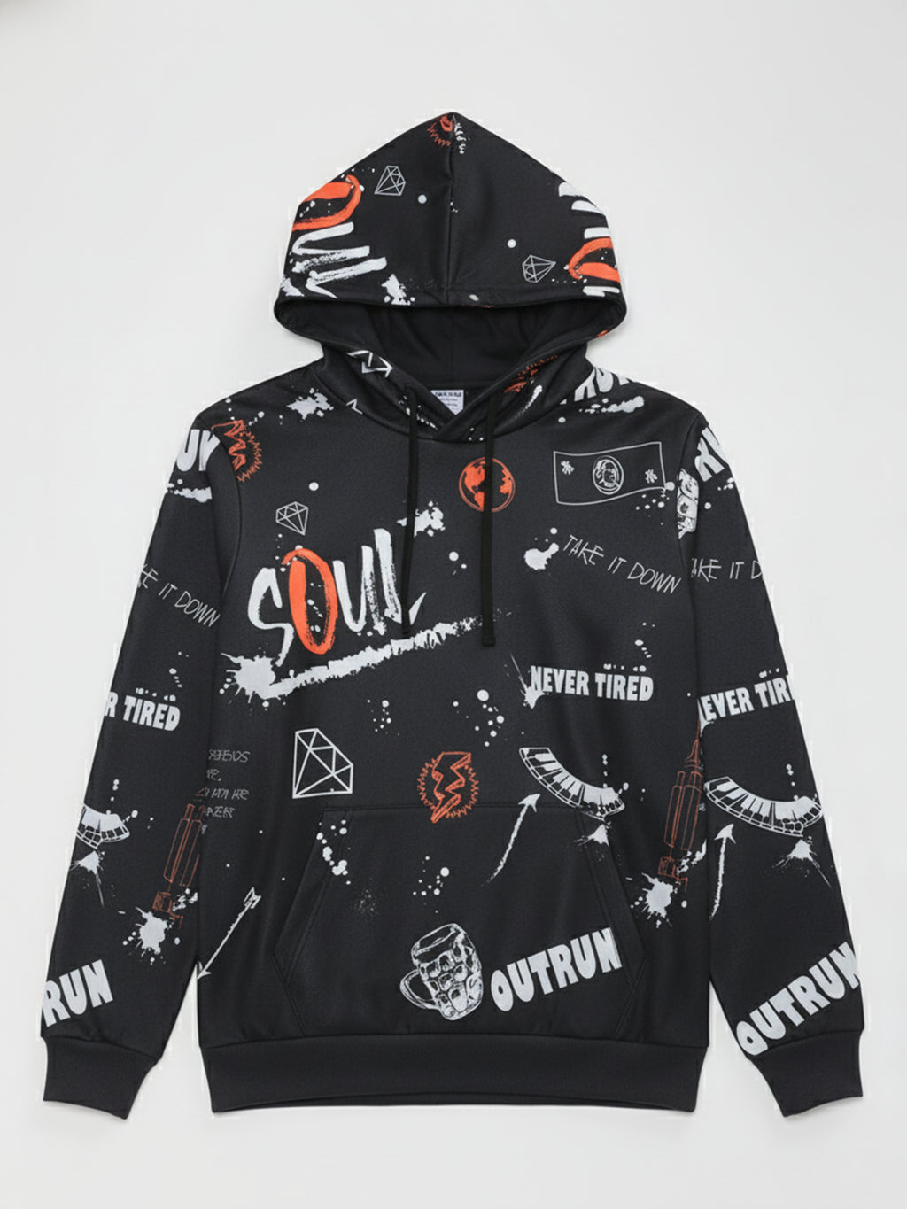 Highlander Men Black Hooded Pullover Sweatshirt - Black - Image 4