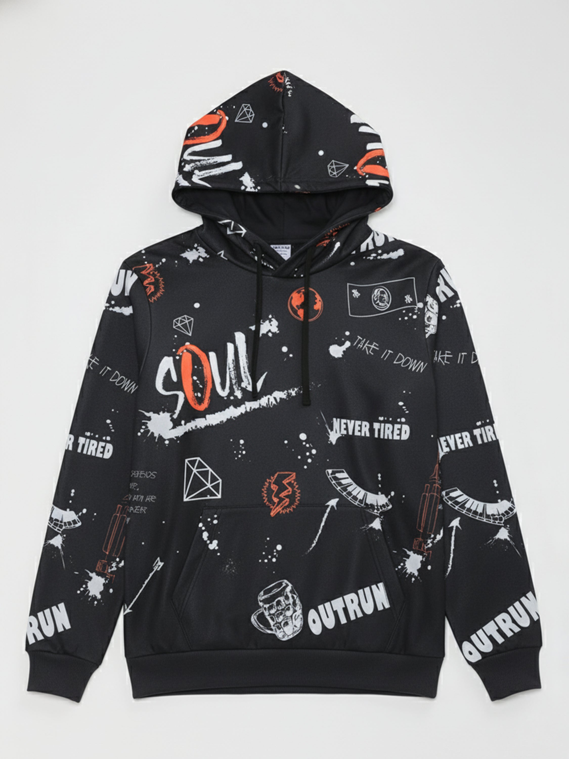 Highlander Men Black Hooded Pullover Sweatshirt - Black - Image 4