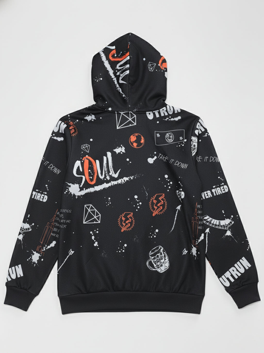Highlander Men Black Hooded Pullover Sweatshirt - Black - Image 5