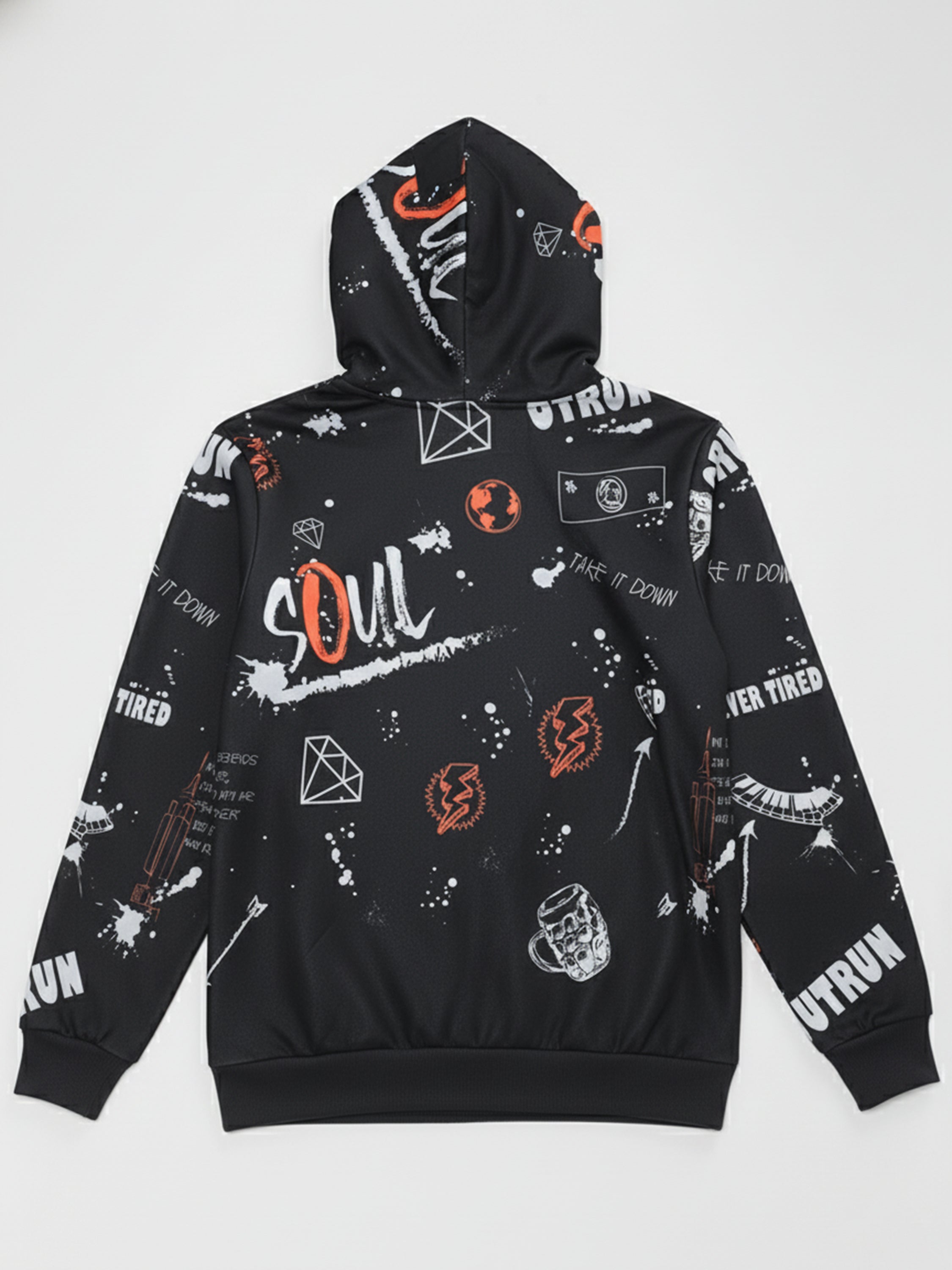 Highlander Men Black Hooded Pullover Sweatshirt - Black - Image 5