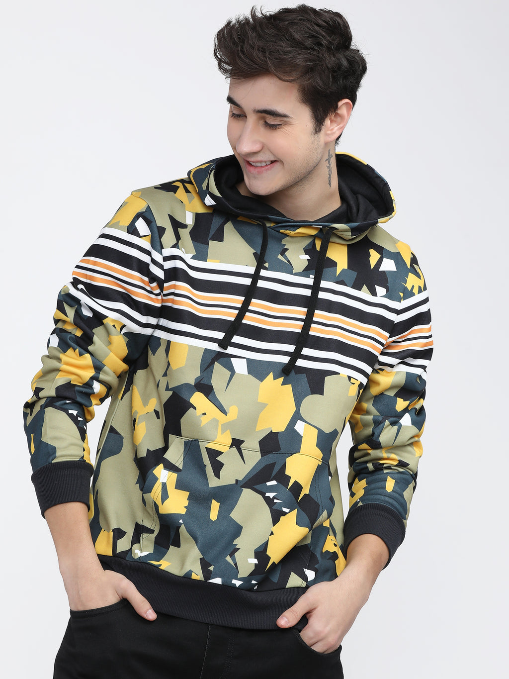 Highlander Men Multi Hooded Pullover Sweatshirt - Multi - Image 1