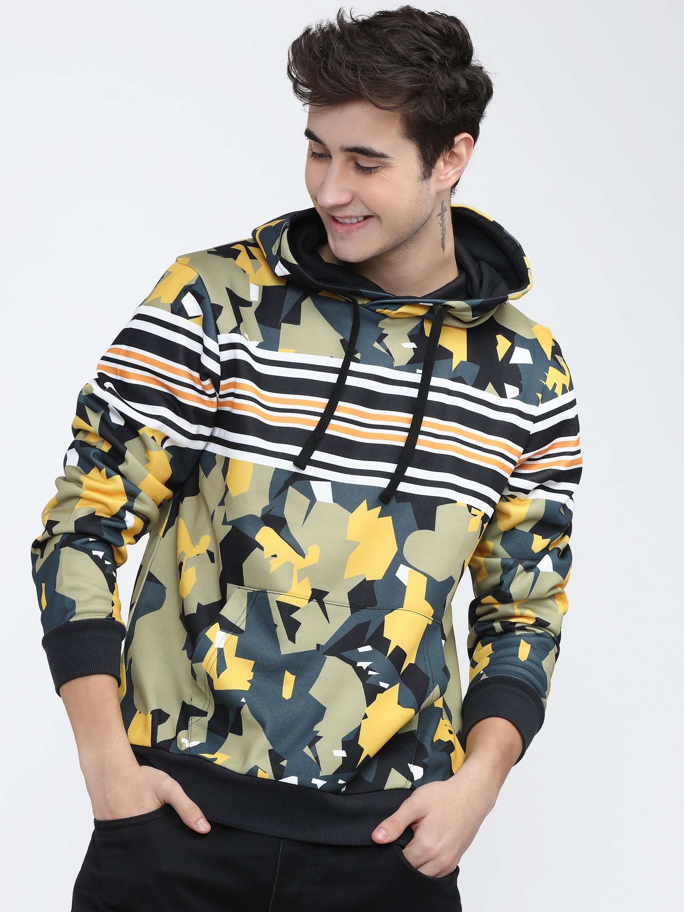 Highlander Men Multi Hooded Pullover Sweatshirt - Multi - Image 1