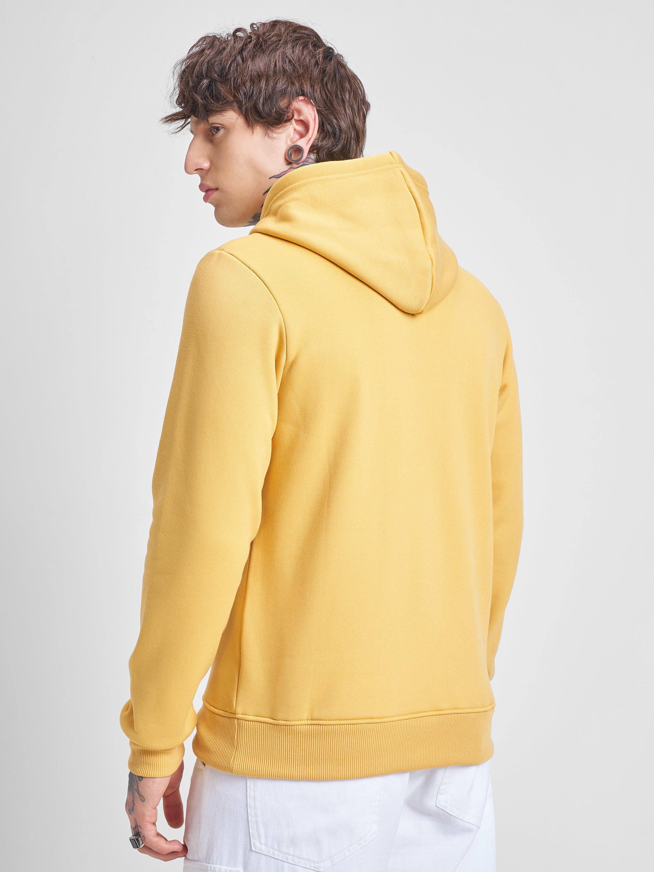 Highlander Men Yellow Hooded Pullover Sweatshirt - Yellow - Image 3