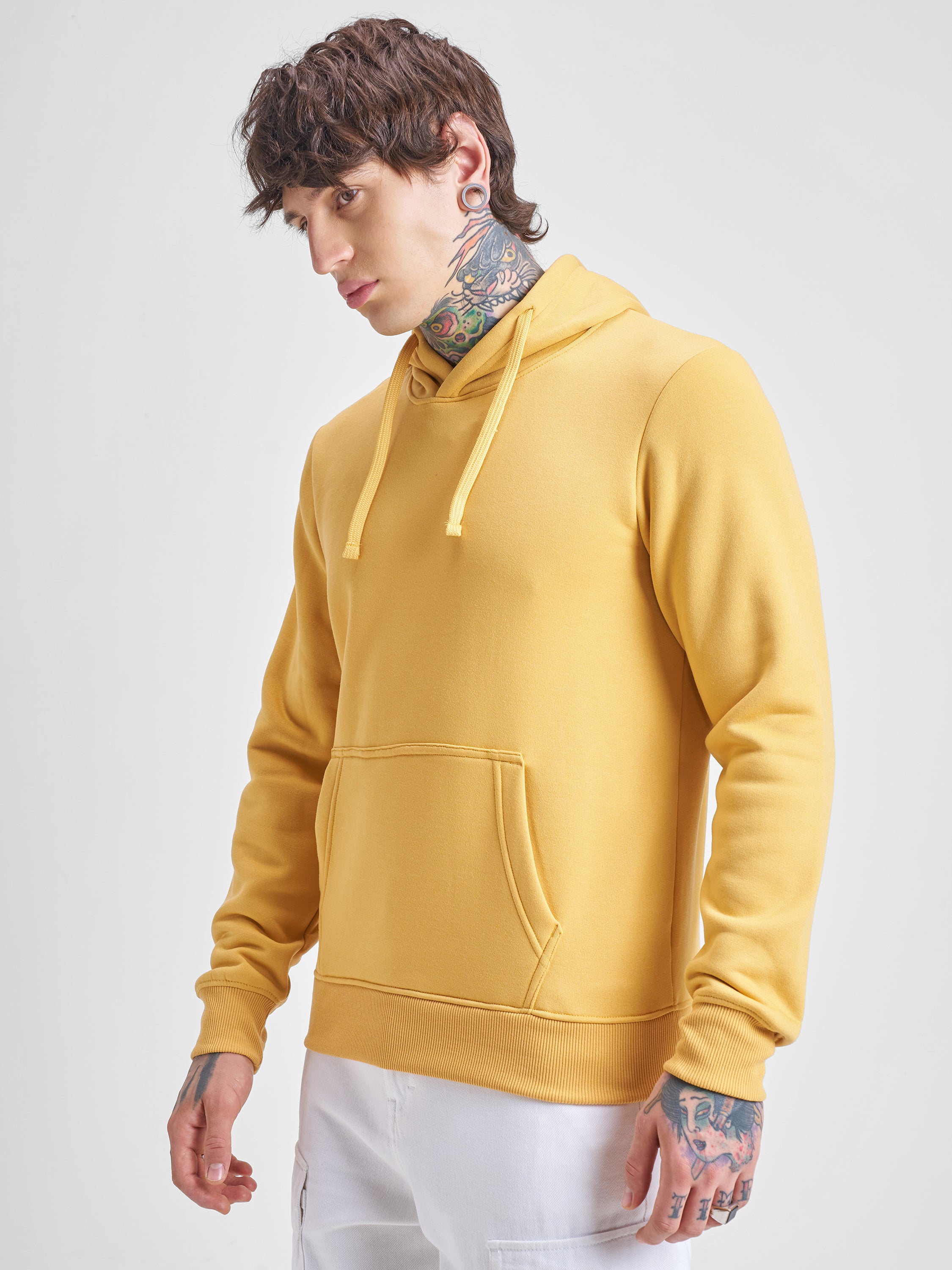 Highlander Men Yellow Hooded Pullover Sweatshirt - Yellow - Image 4