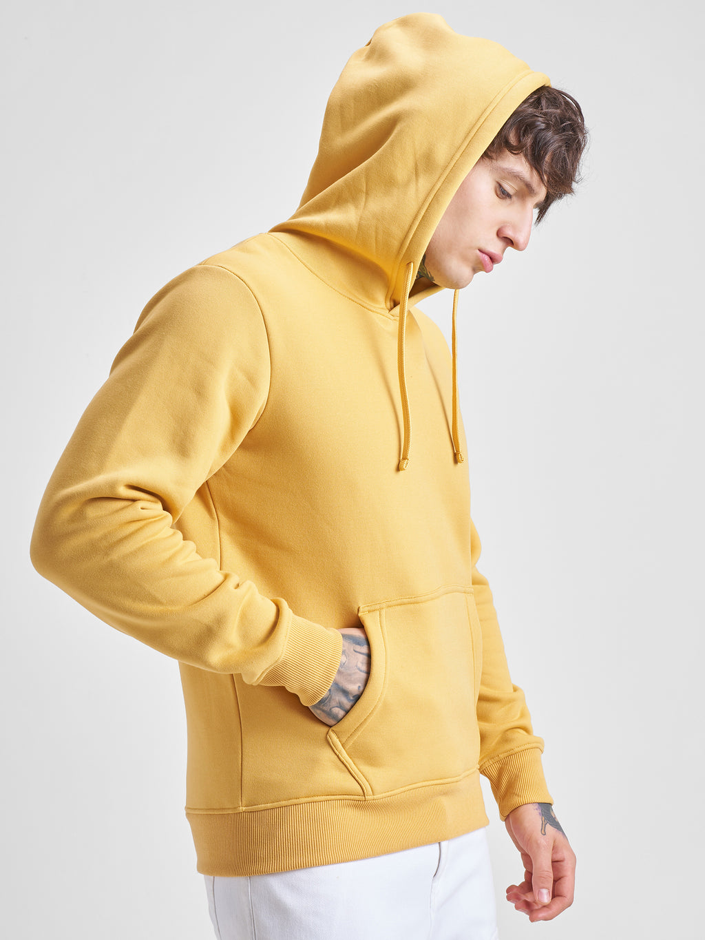 Highlander Men Yellow Hooded Pullover Sweatshirt - Yellow - Image 6