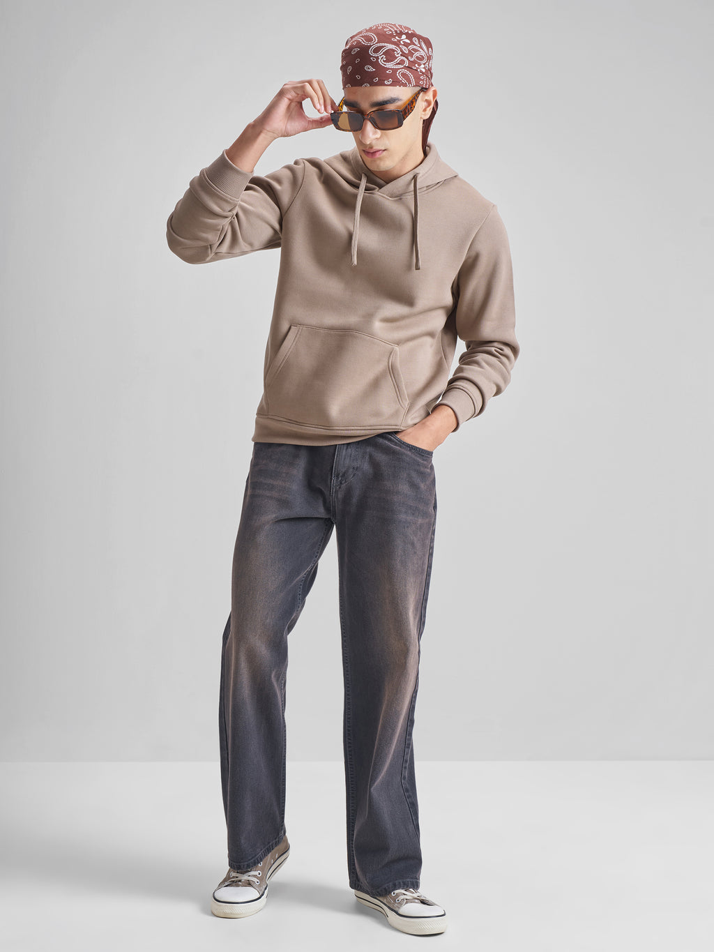 Highlander Men Beige Hooded Pullover Sweatshirt - Beige - Image 2