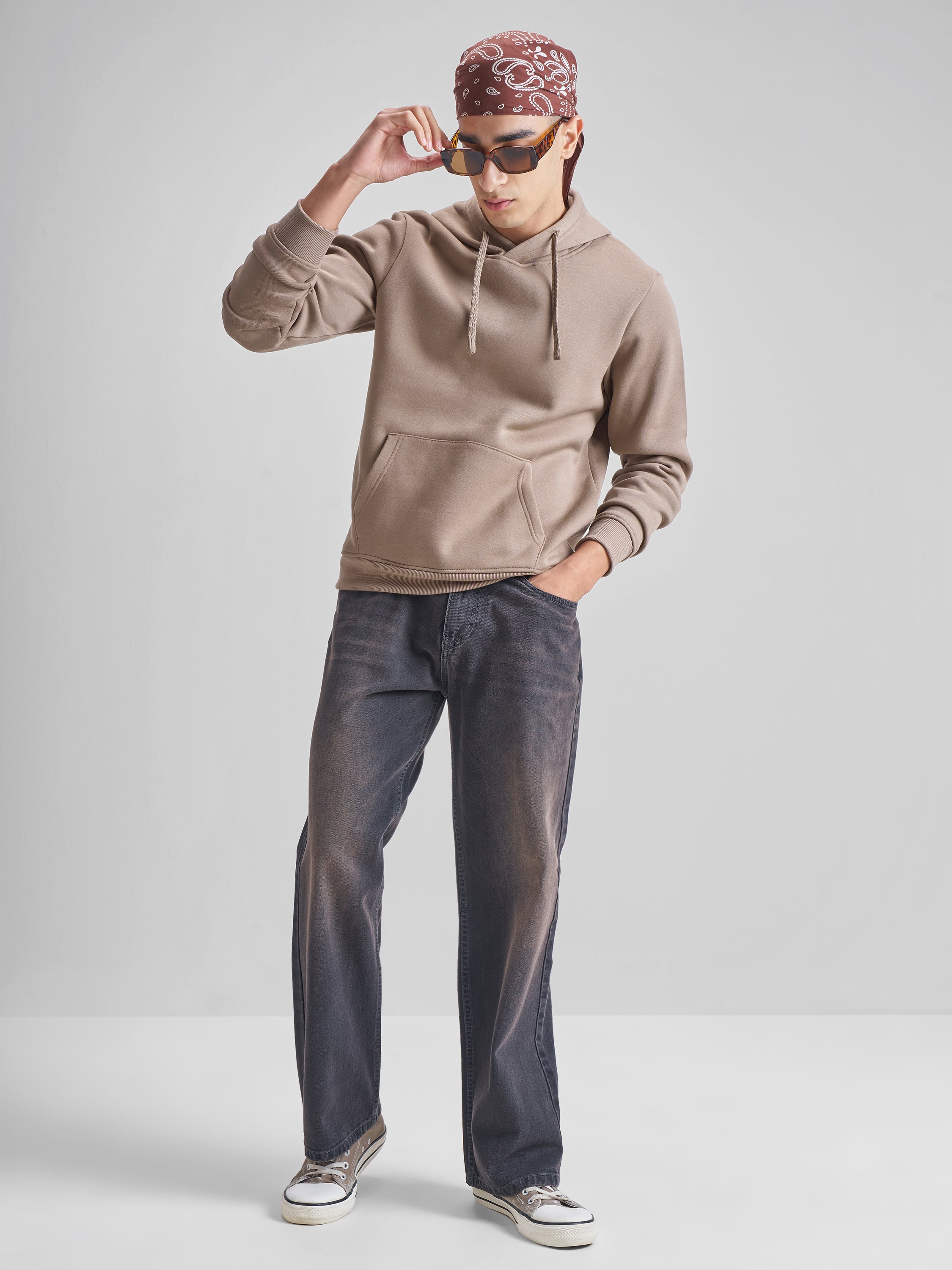 Highlander Men Beige Hooded Pullover Sweatshirt - Beige - Image 2