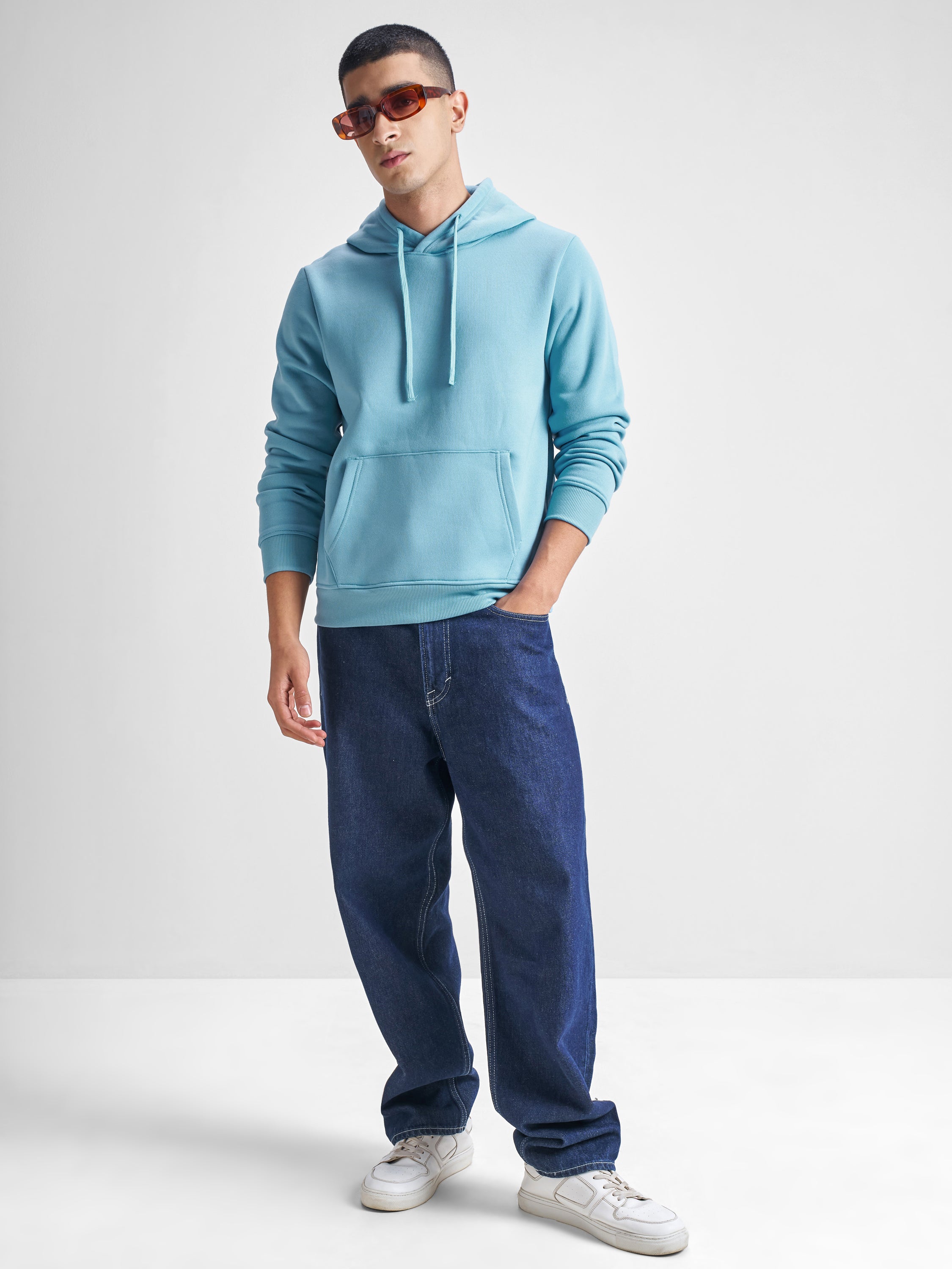 Highlander Men Blue Hooded Pullover Sweatshirt - Blue - Image 2