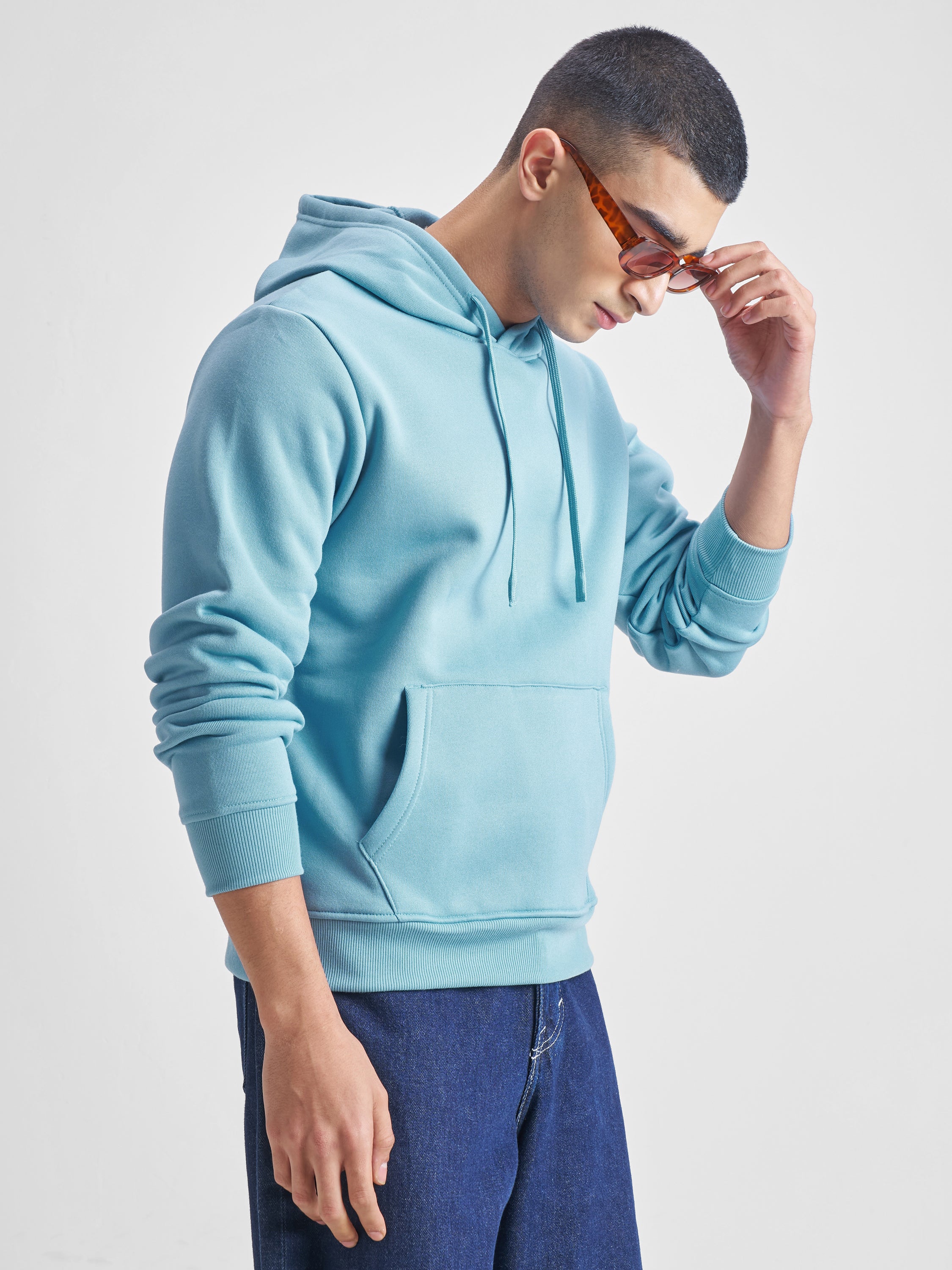 Highlander Men Blue Hooded Pullover Sweatshirt - Blue - Image 6