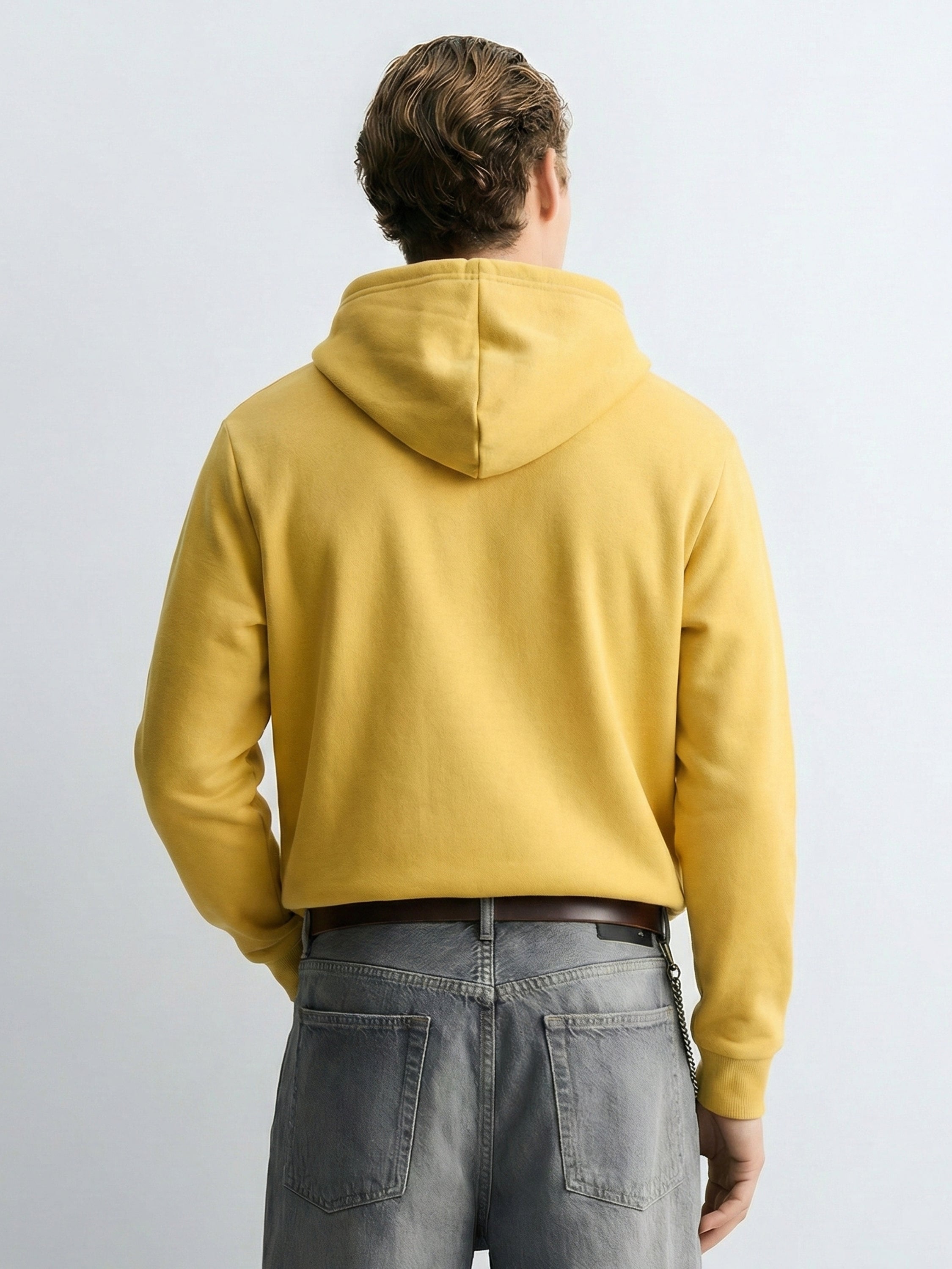 Highlander Men Yellow Hooded Front-Open Sweatshirt - Yellow - Image 2