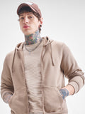 Highlander Men Beige Hooded Front-Open Sweatshirt - Beige - Image 1