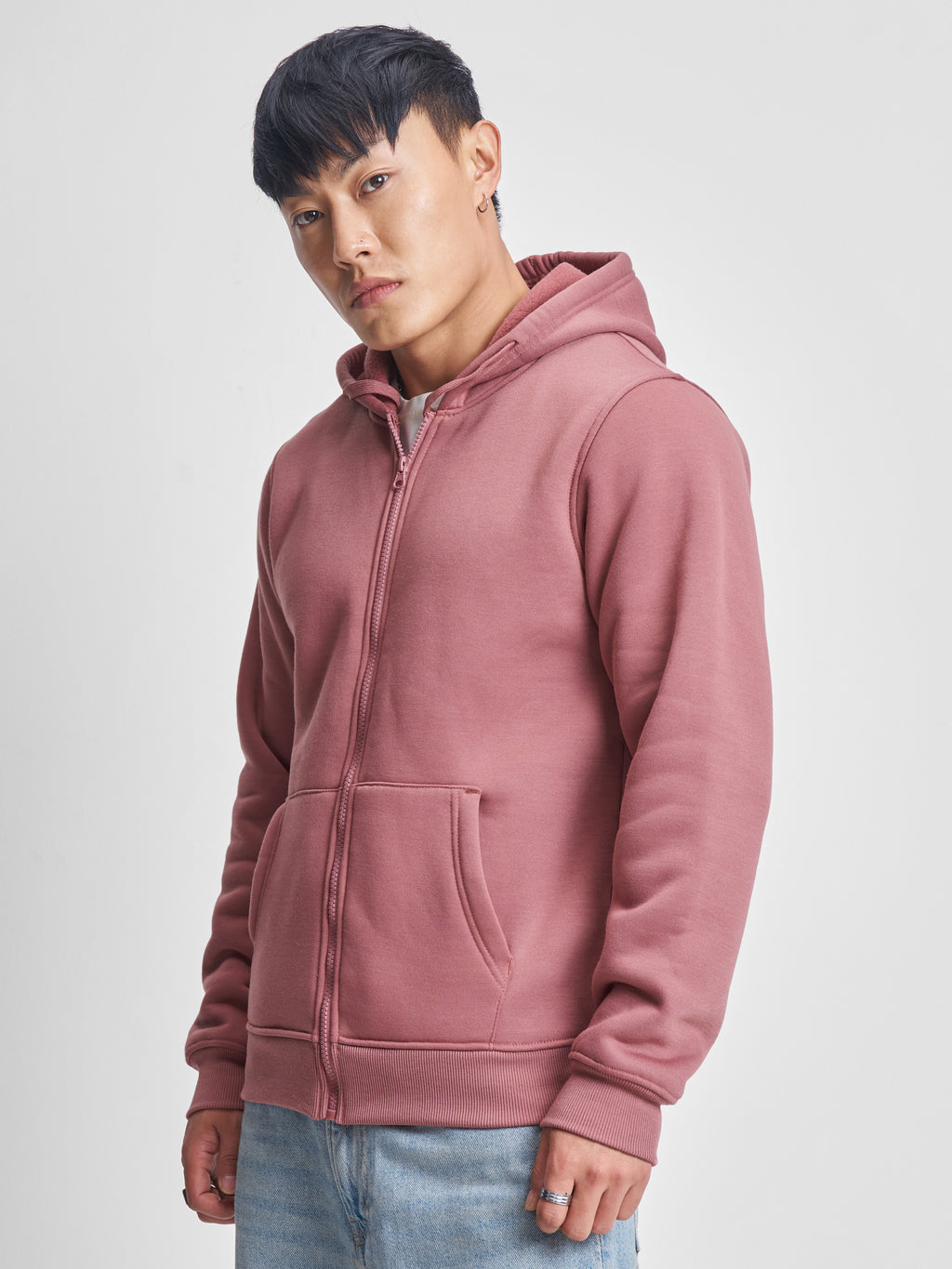 Highlander Men Rose Hooded Front-Open Sweatshirt - Rose - Image 4